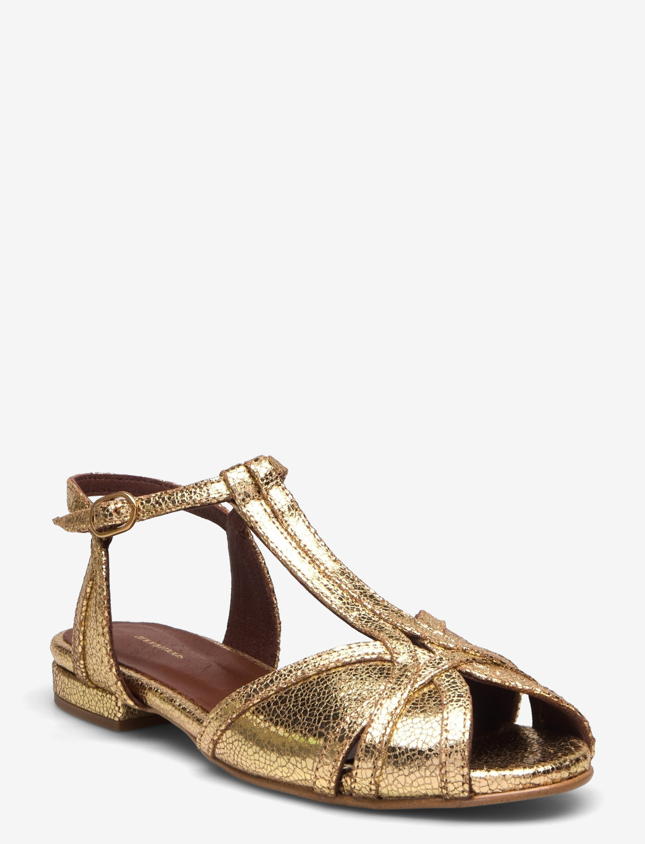 Anonymous Copenhagen - Therese 20 - flade sandaler - crackled metallic goat gold - 1