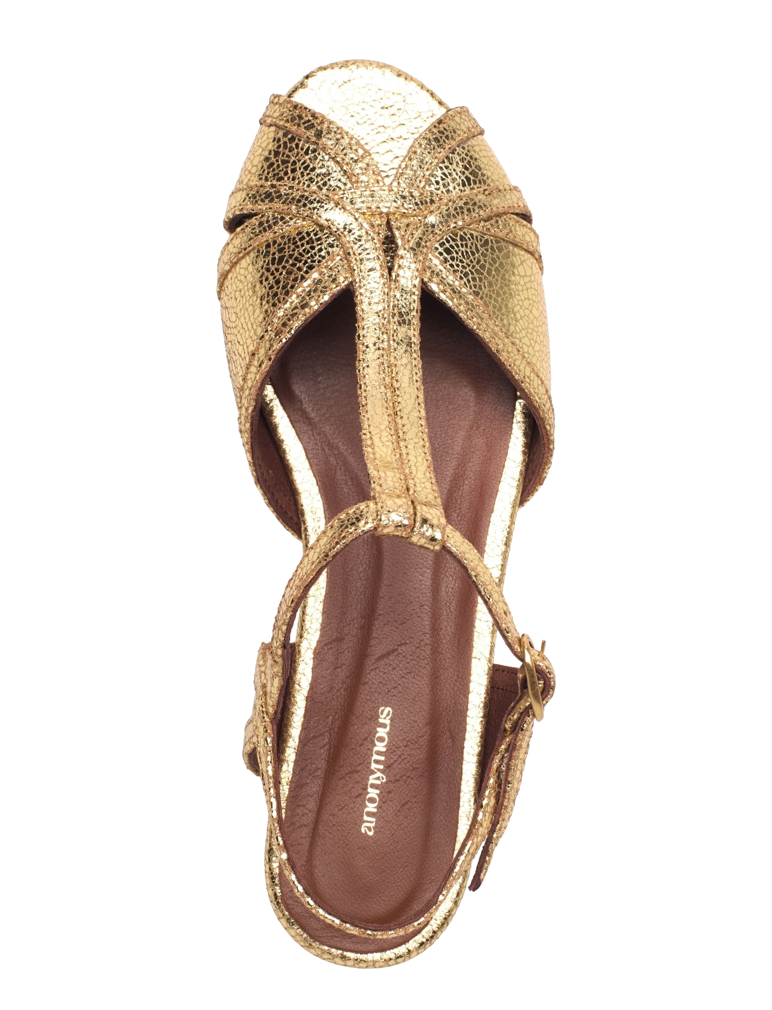 Anonymous Copenhagen - Therese 20 - flatir sandalar - crackled metallic goat gold - 4