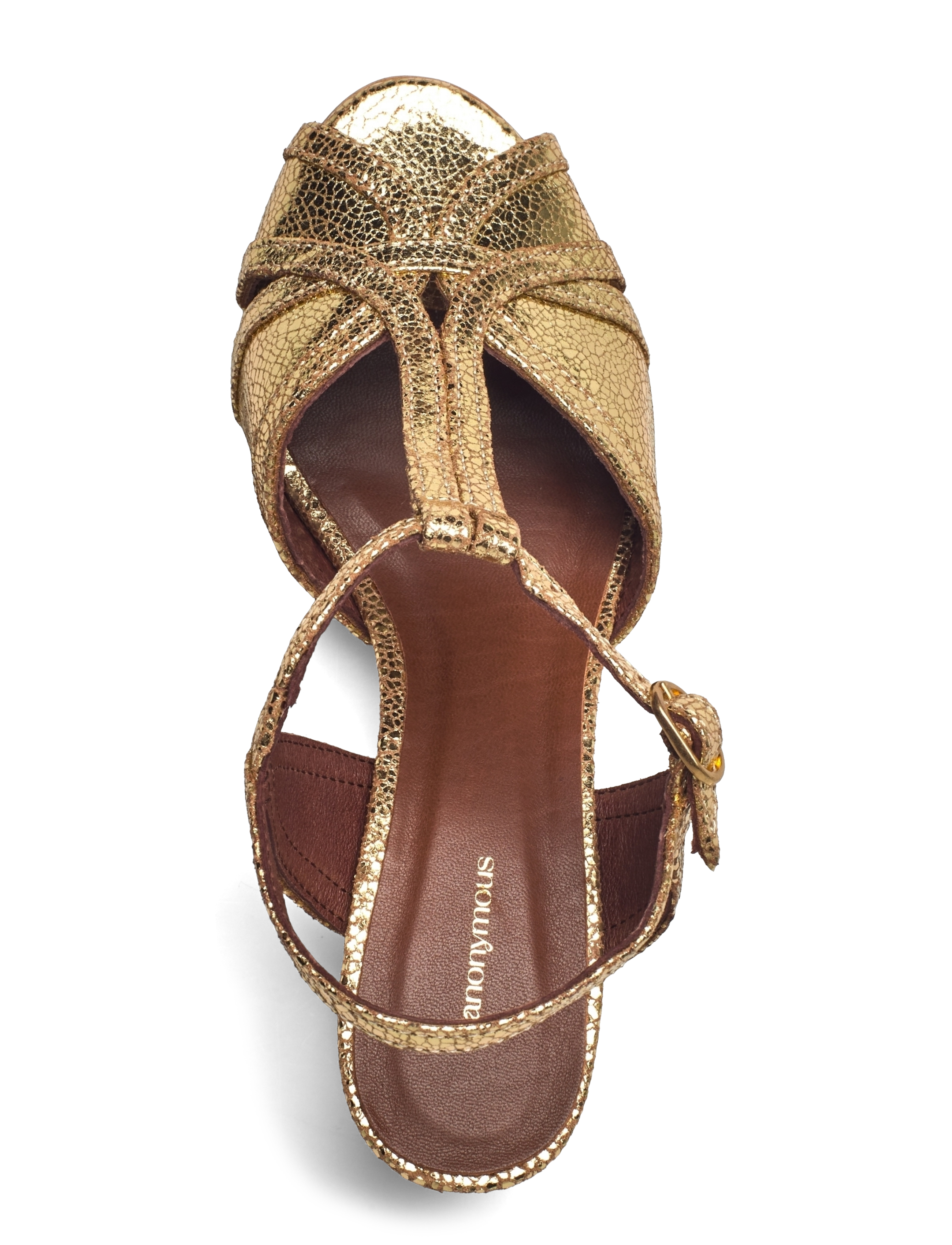 Anonymous Copenhagen - Therese 55 - sandaler med hæl - crackled metallic goat gold - 4