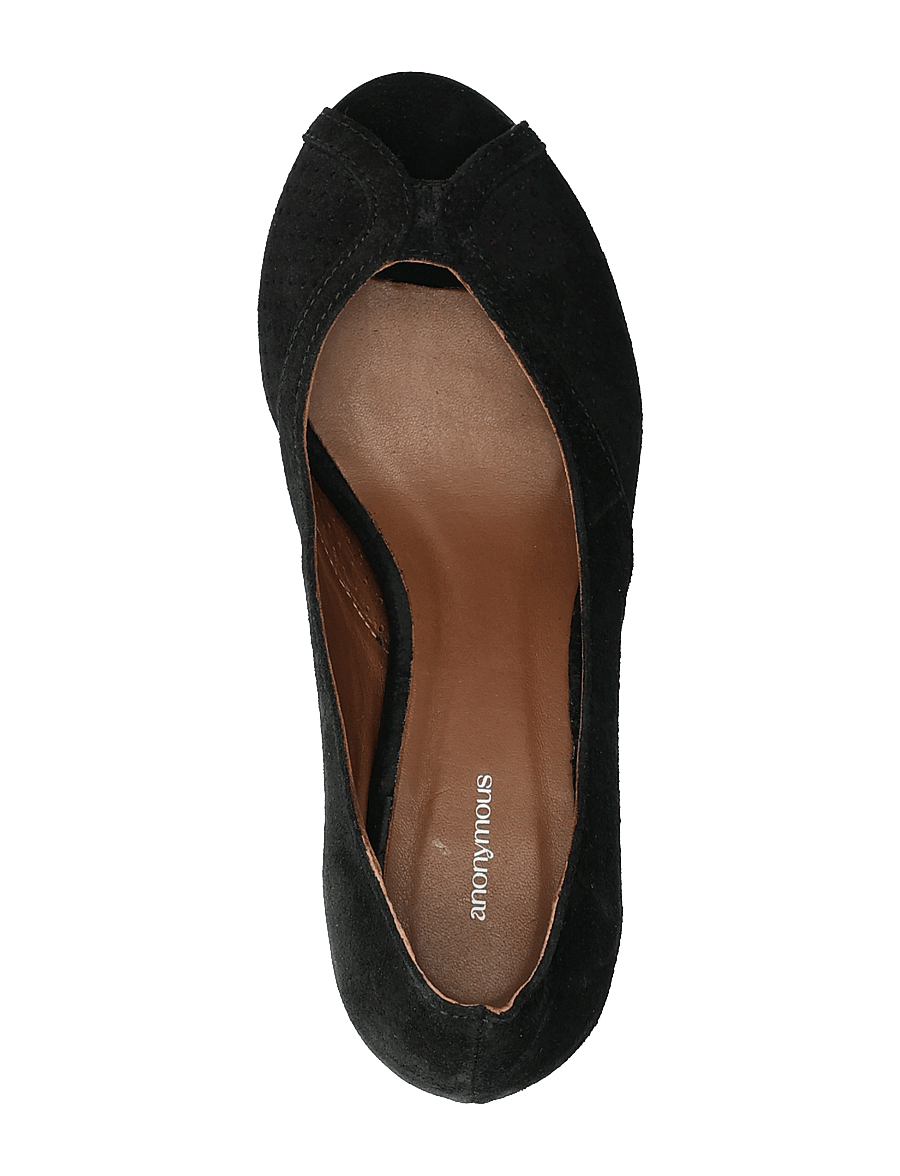 Anonymous Copenhagen - Tiffany stiletto - bateliai atviru priekiu - calf suede black - 3