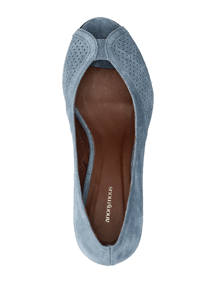 Anonymous Copenhagen - Tiffany stiletto - open toe shoes - calf suede denim blue - 3