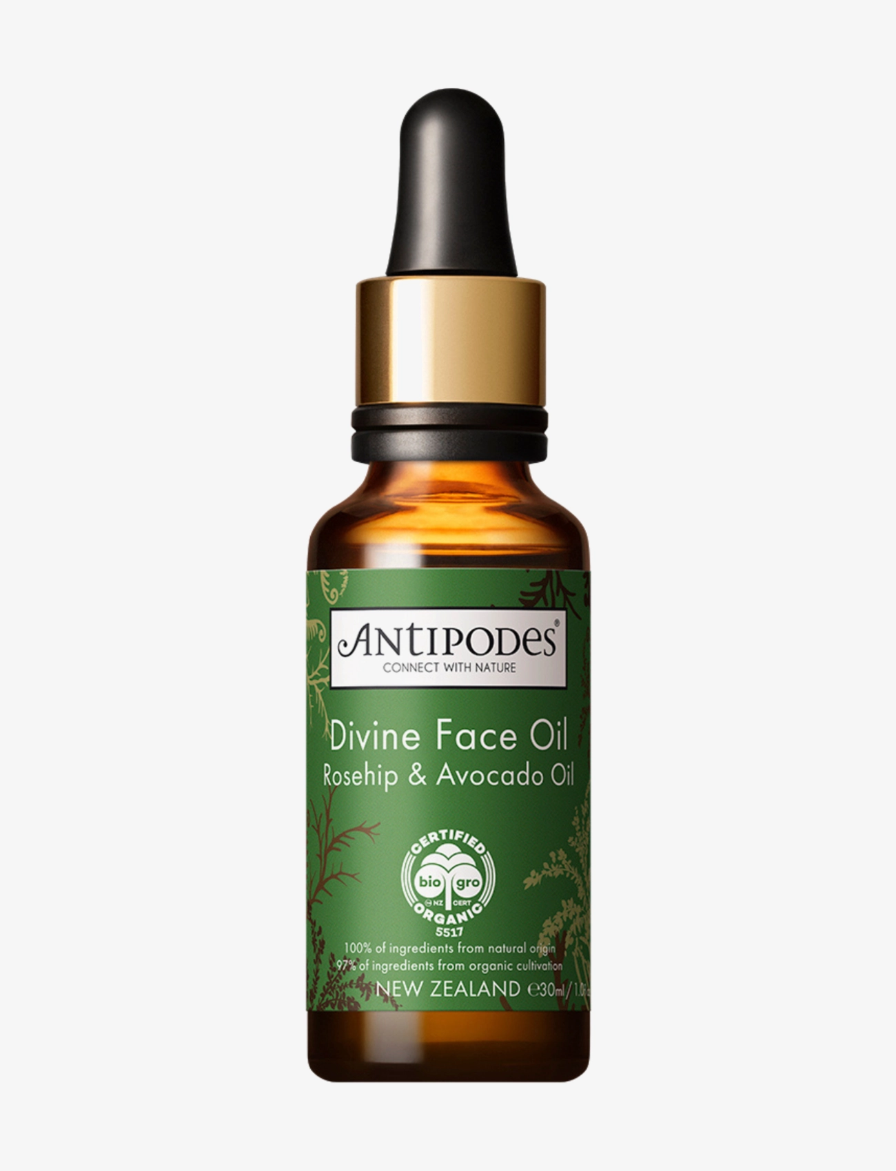 Antipodes Divine Rosehip & Avocado Face Oil - Certified vegan products - DIVINE AVOCADO & ROSEHIP FACE OIL / clear