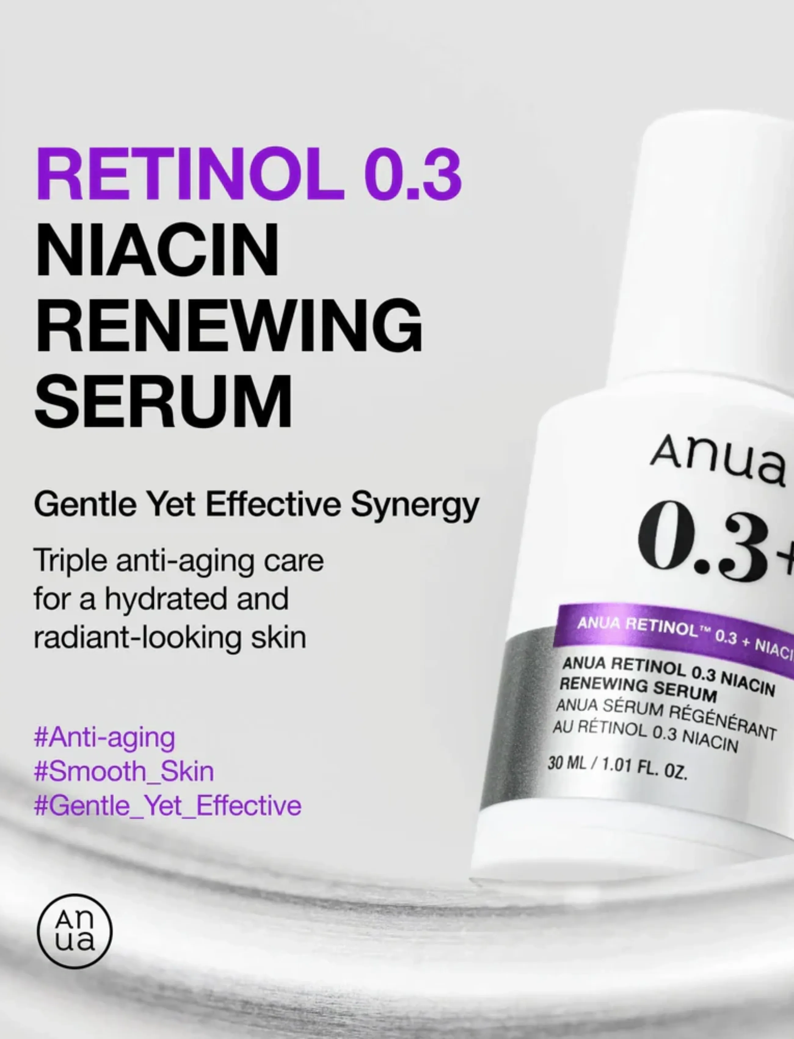 Anua Retinol 0.3% + Niacin Renewing Serum, 30 ml, Nude, Ansigt > Serum, Dame