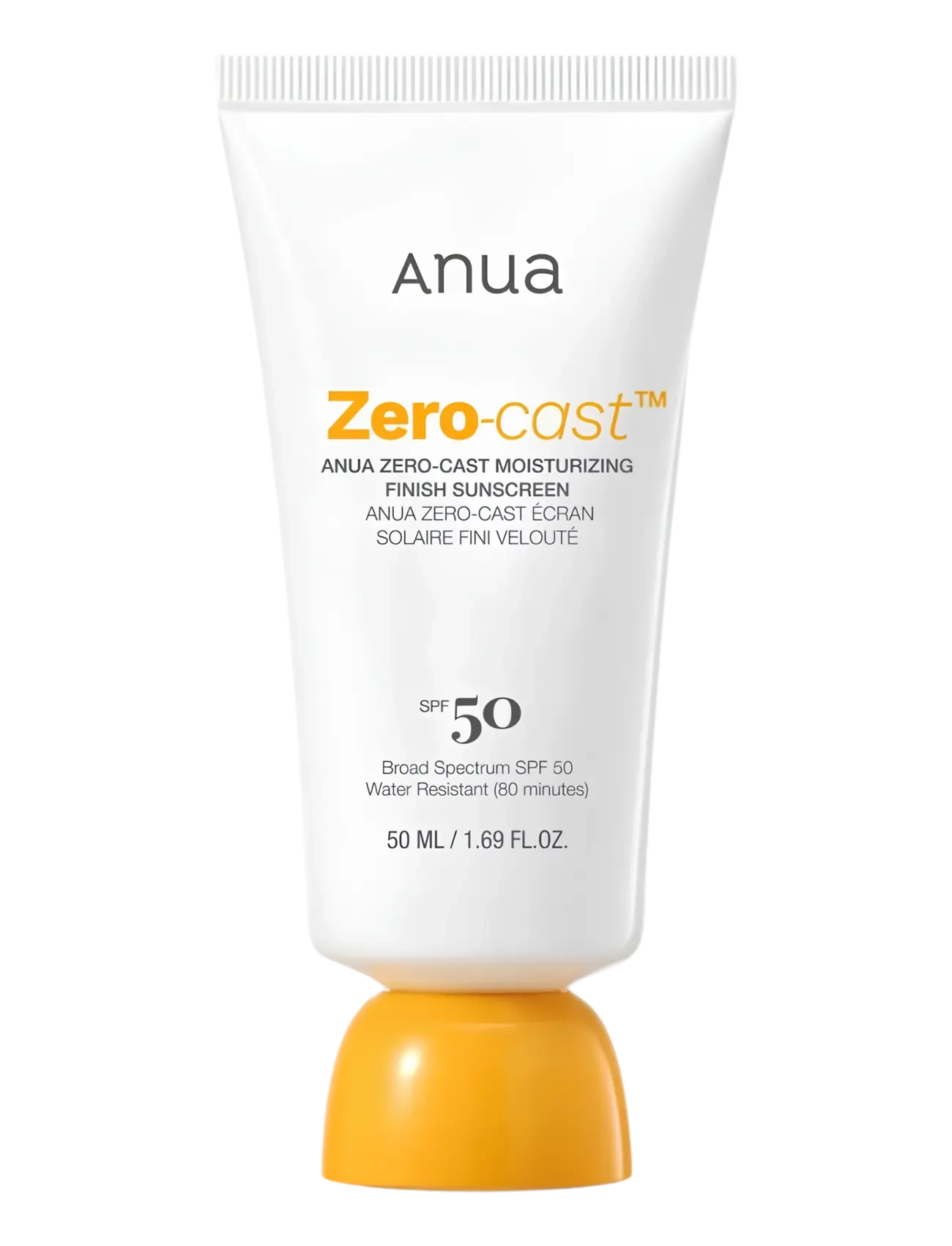 Anua Zero-Cast Moisturizing Finish Sunscreen, Ansigt, Nude, Str: 50 ML