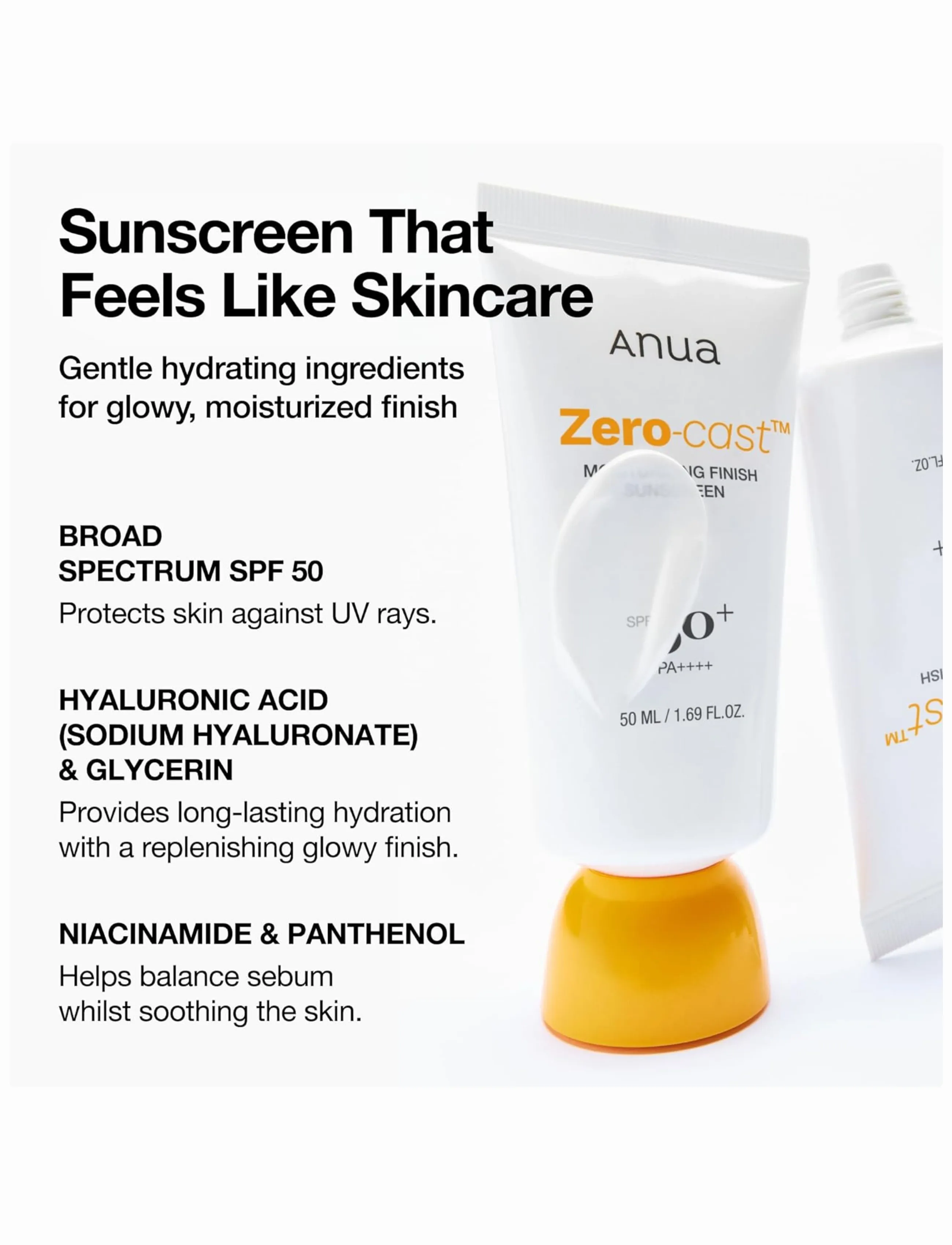 Anua - Zero-Cast Moisturizing Finish Sunscreen - til ansigtet - clear - 4