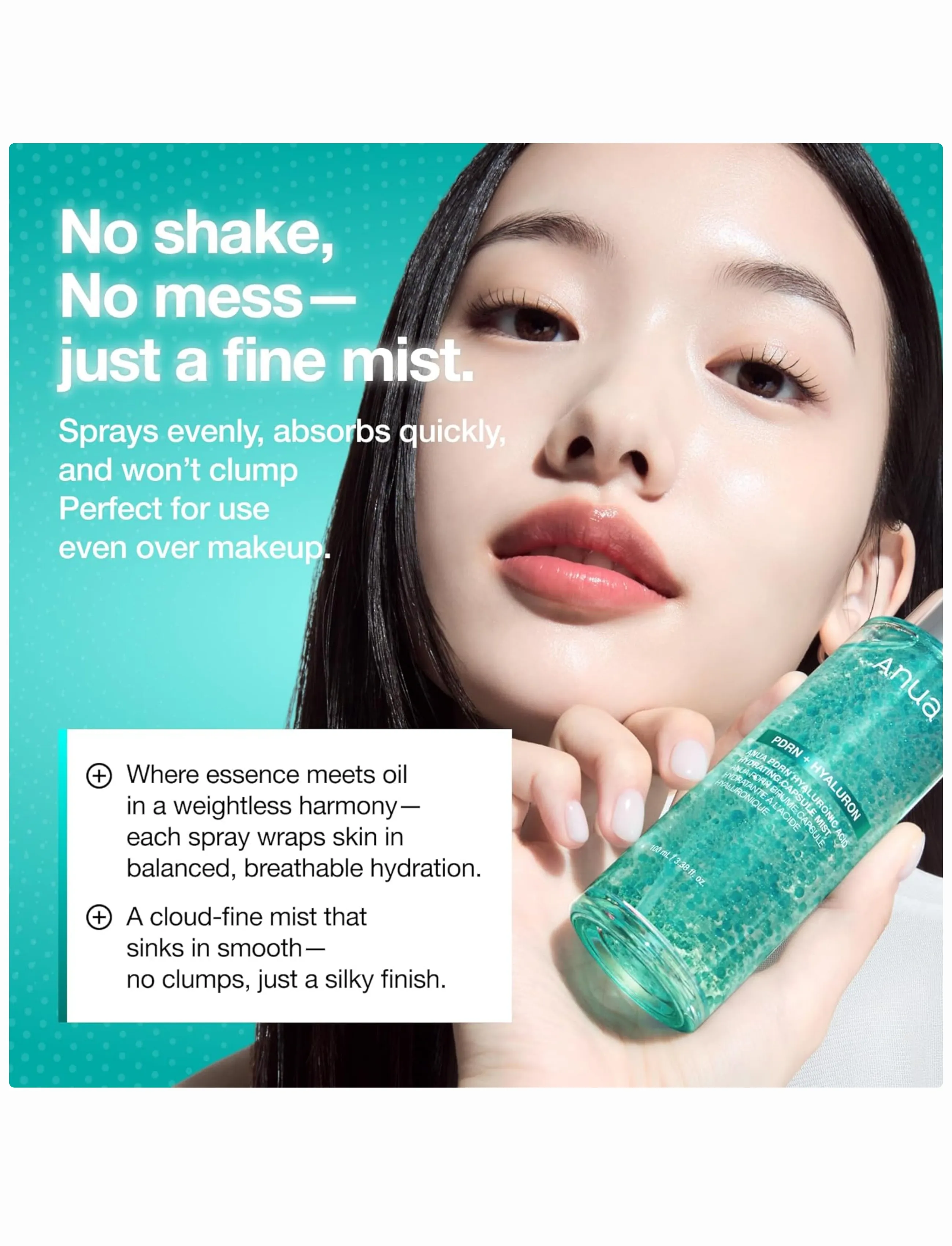 Anua - PDRN Hyaluronic Acid Hydrating Capsule Mist - kasvosuihkeet - clear - 3