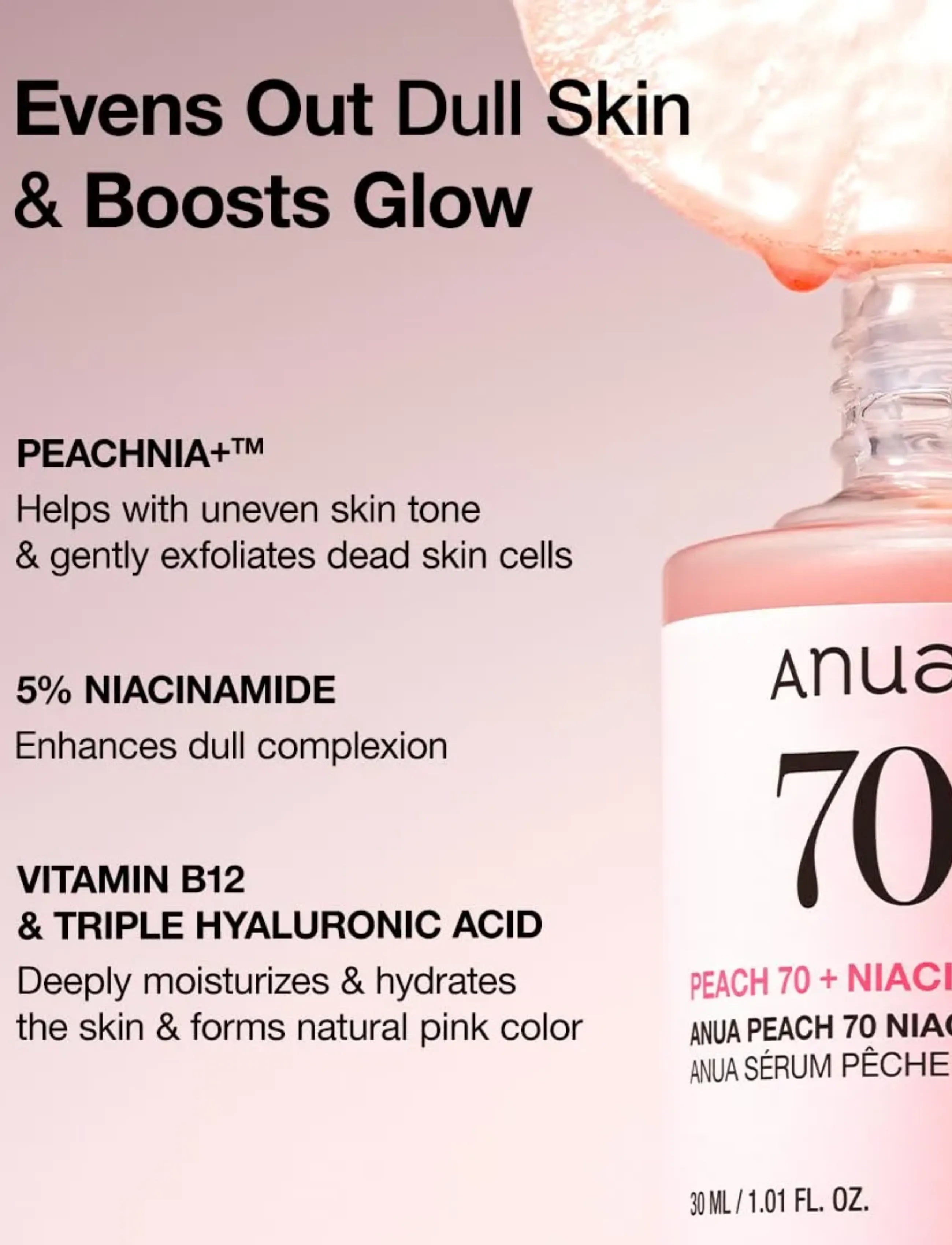 Anua - Peach 70% Niacinamide Serum - serum - clear - 5