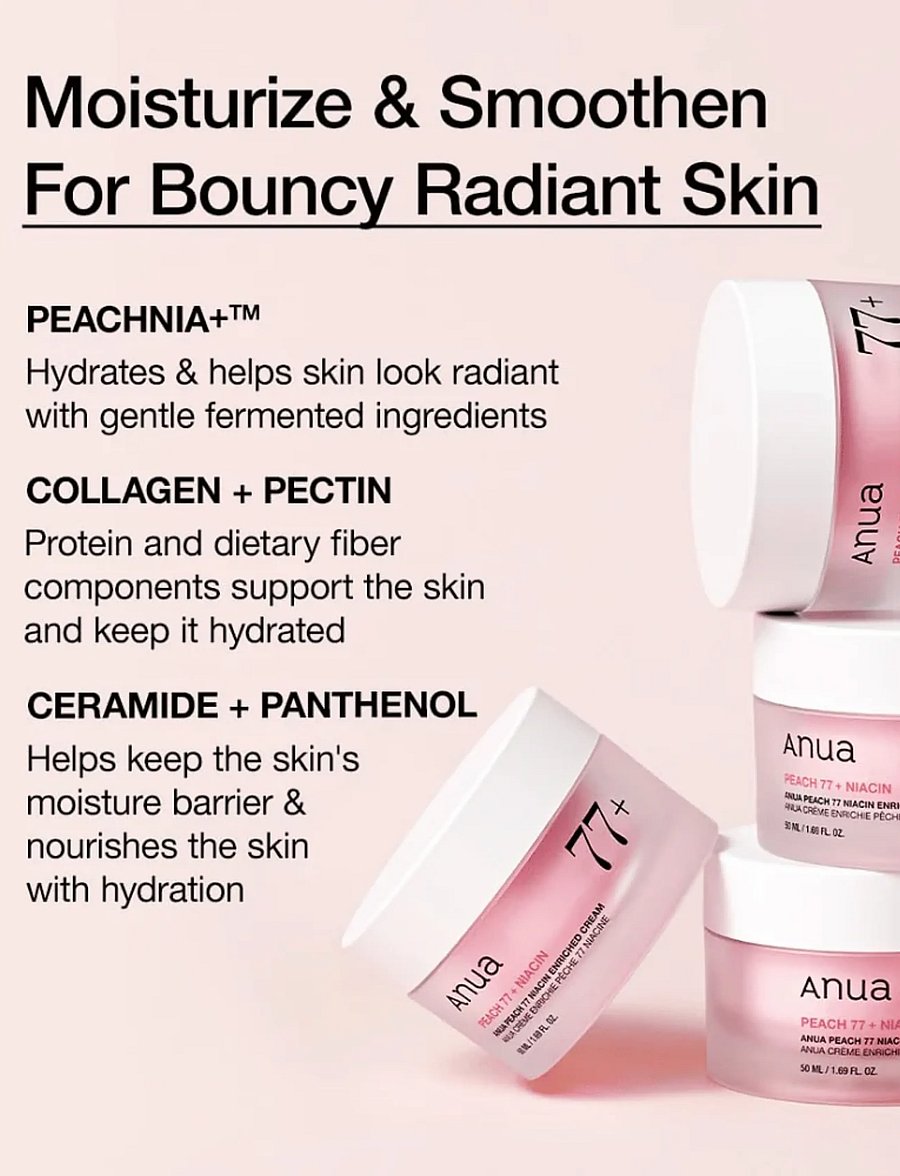 Anua - Peach 77 Niacin Enriched Cream - dagcremer - clear - 2