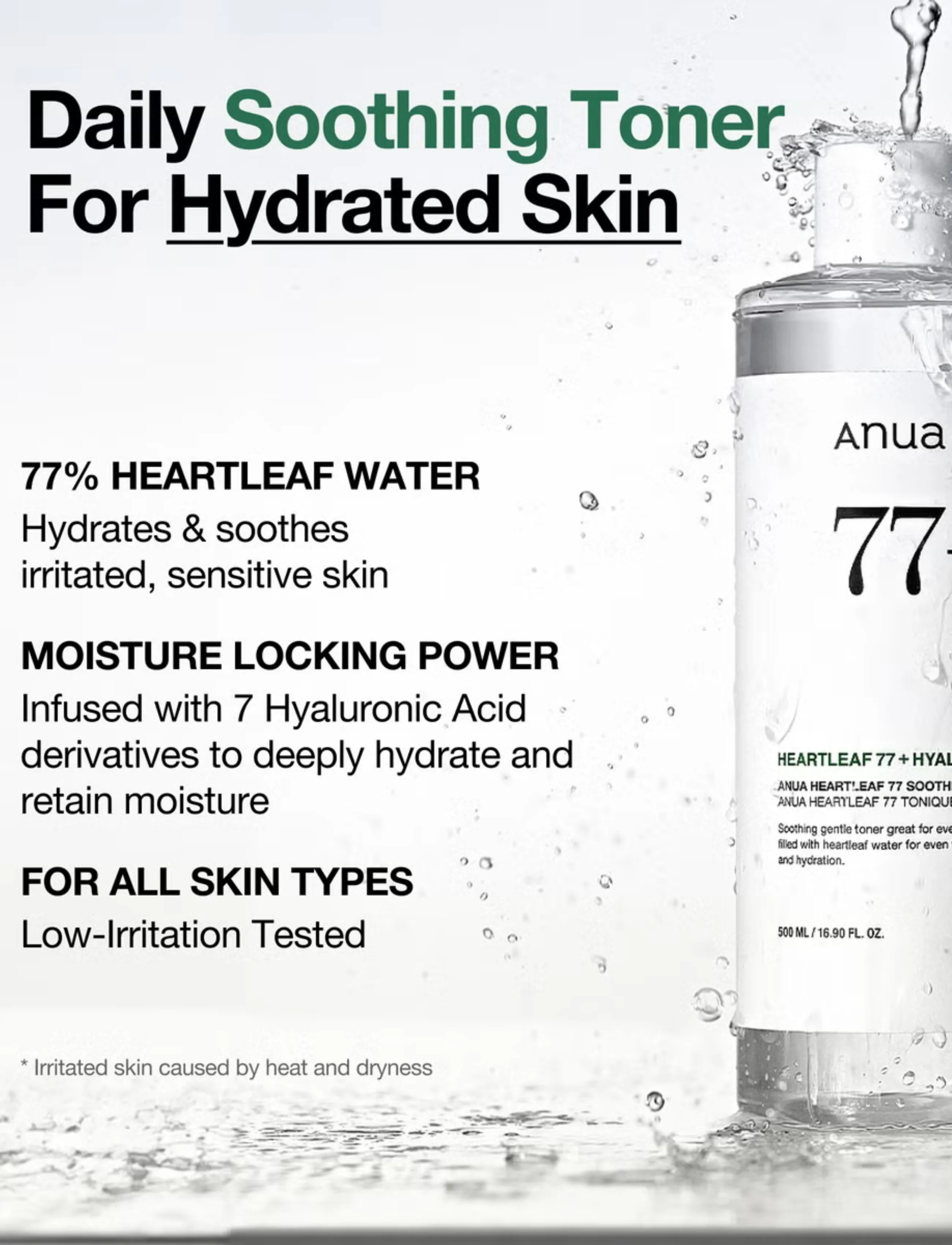 Anua - Heartleaf 77% Soothing Toner - rakagefandi tóner - clear - 3