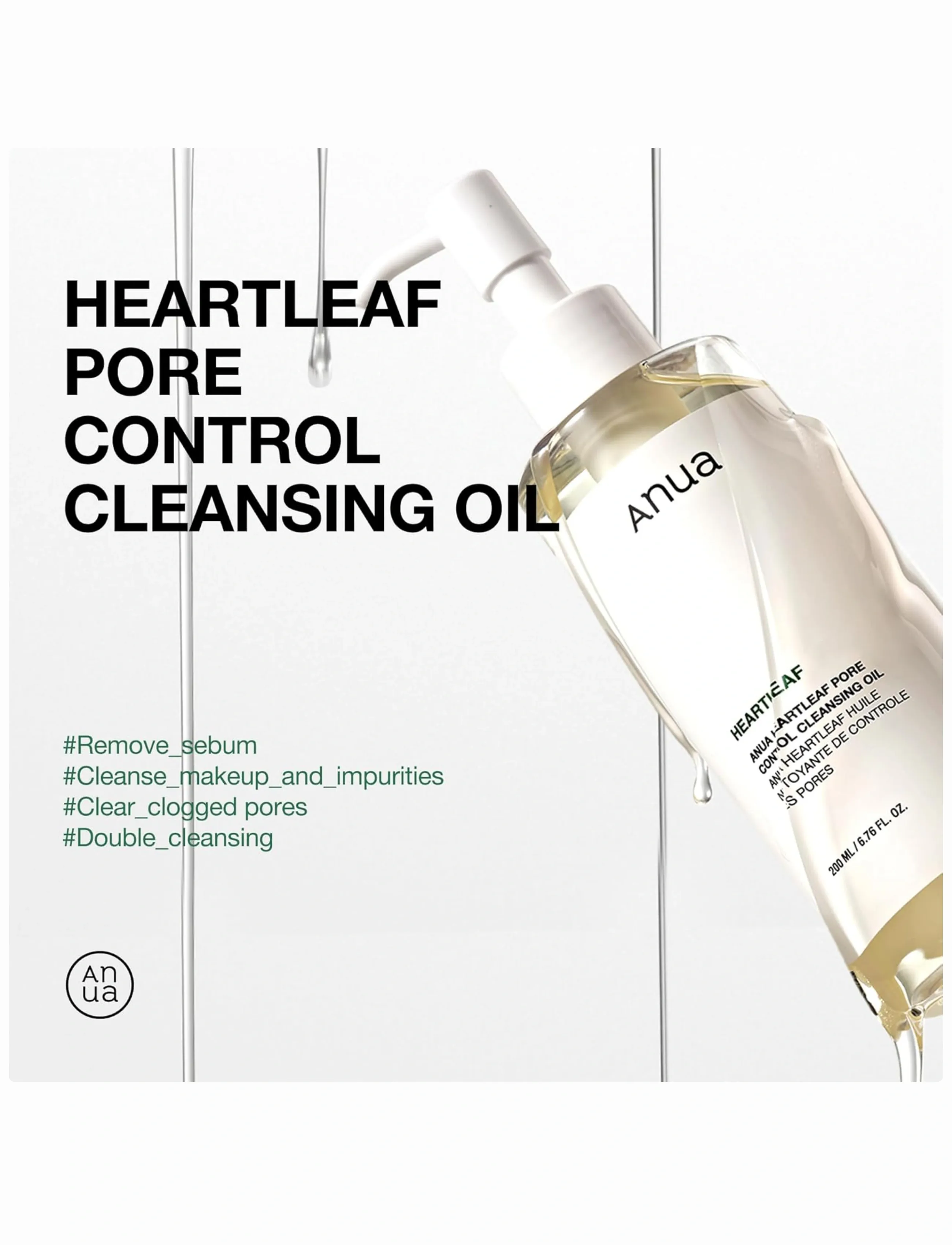 Anua - Heartleaf Pore Control Cleansing Oil - puhdistusöljyt - clear - 2