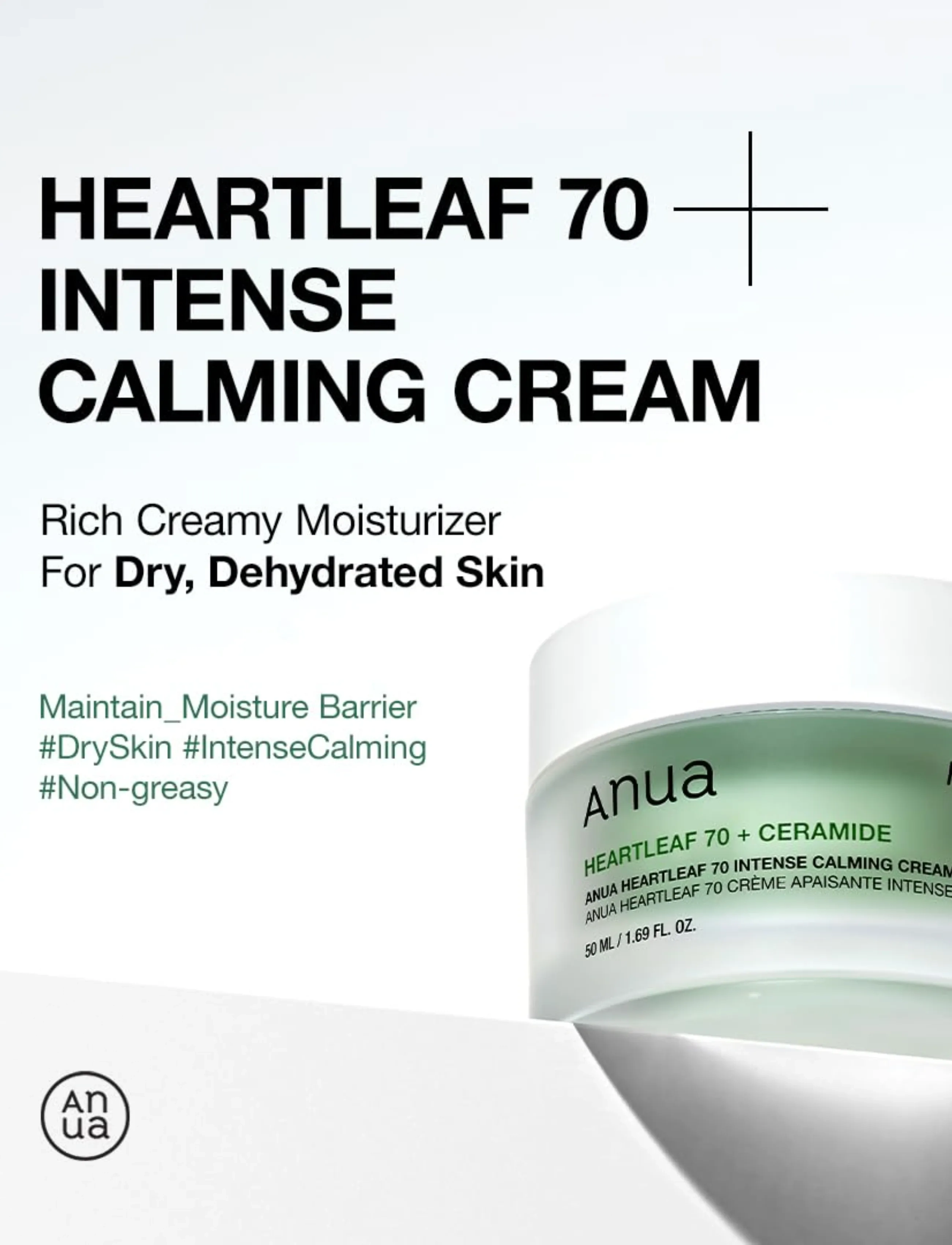 Anua - Heartleaf 70% Intense Calming Cream - dagkrem - clear - 2