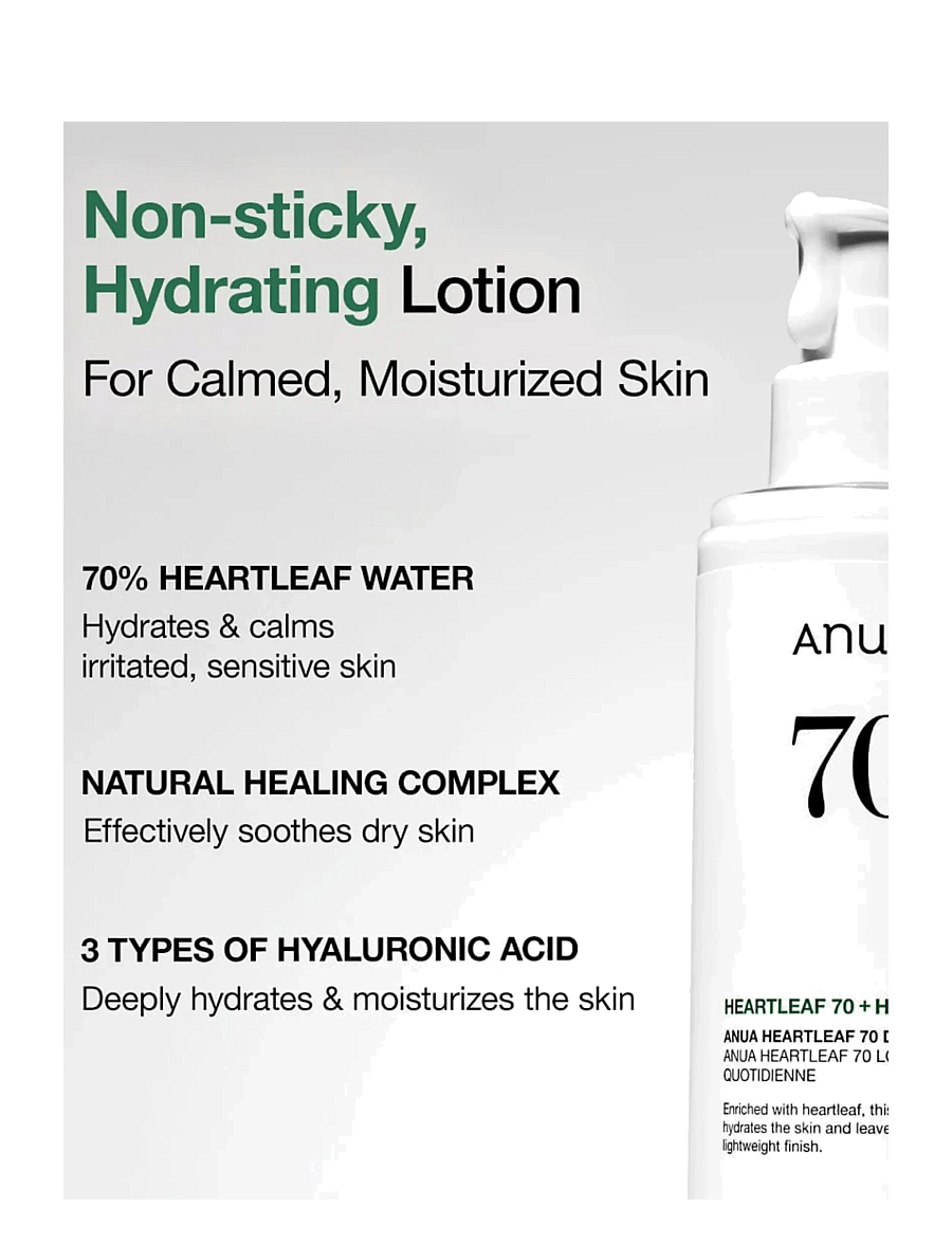 Anua - Heartleaf 70 Daily Lotion - dagkrem - clear - 2