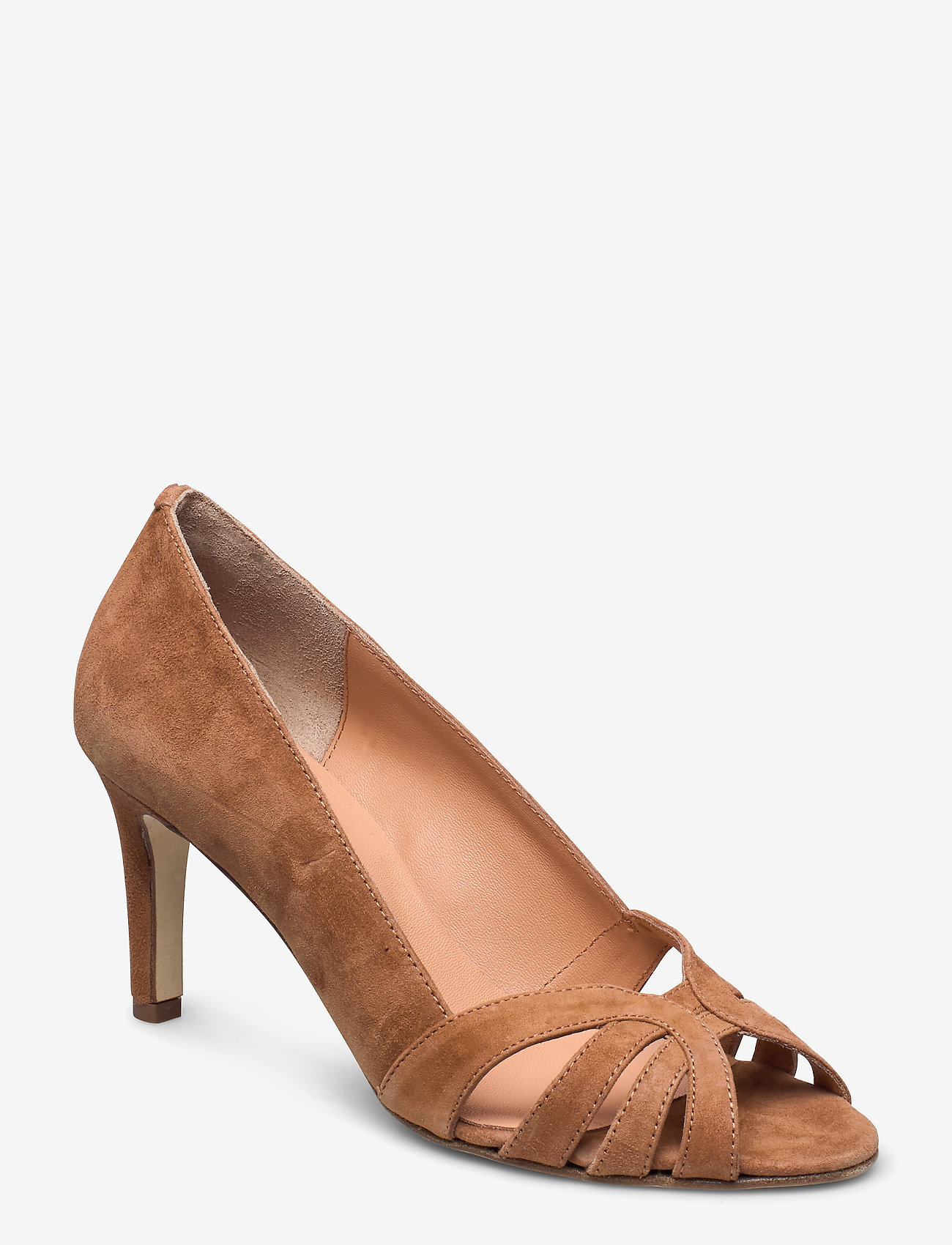 Open toe pump string - COGNAC