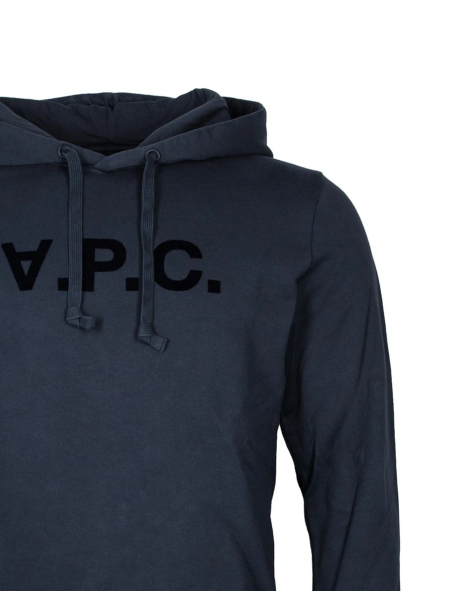 A.P.C. - Velvet Logo Hoodie - kapuutsiga dressipluusid - grey - 2
