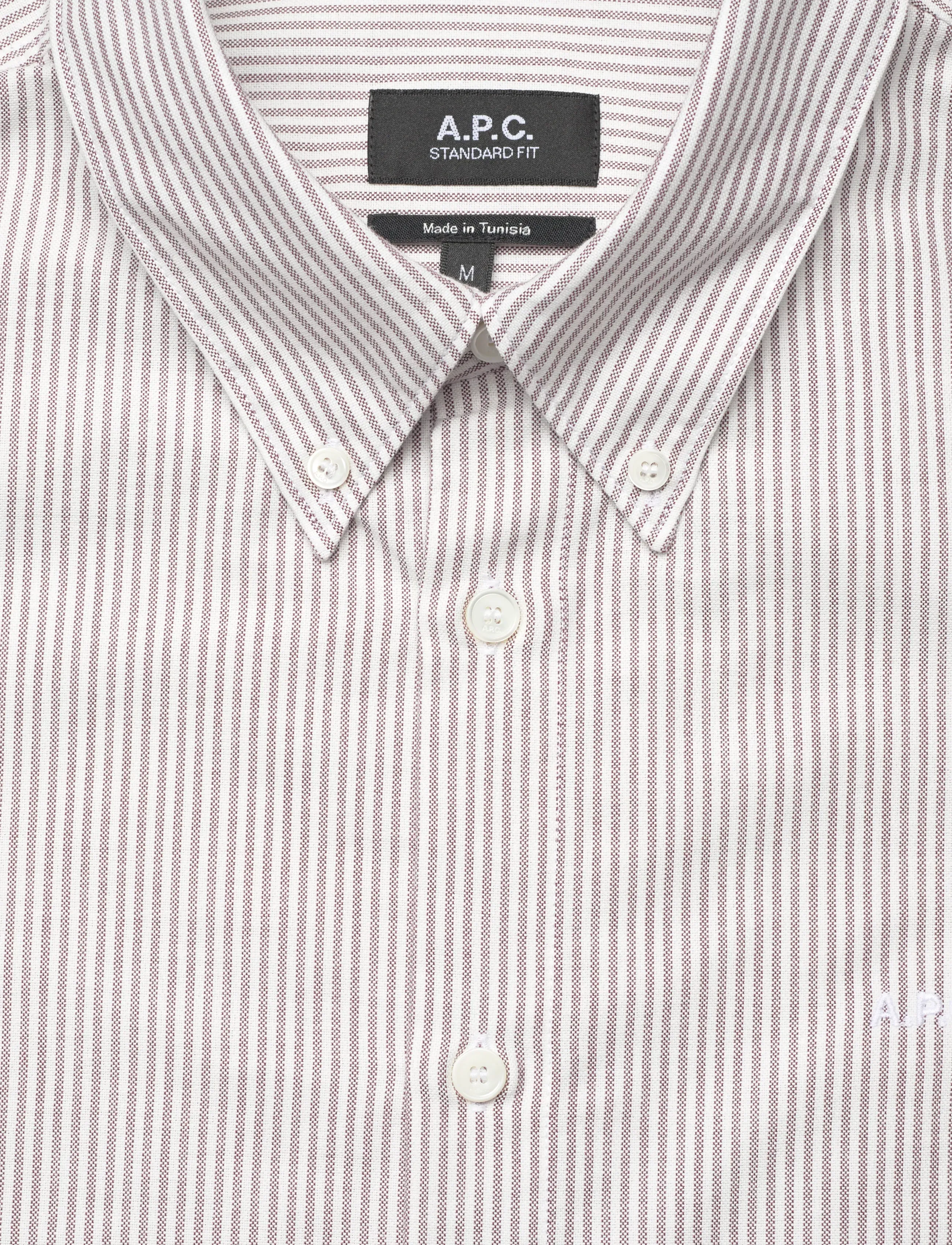 A.P.C. - Shirt Greg Logo - koszule w paski i prążki - bordeaux - 2