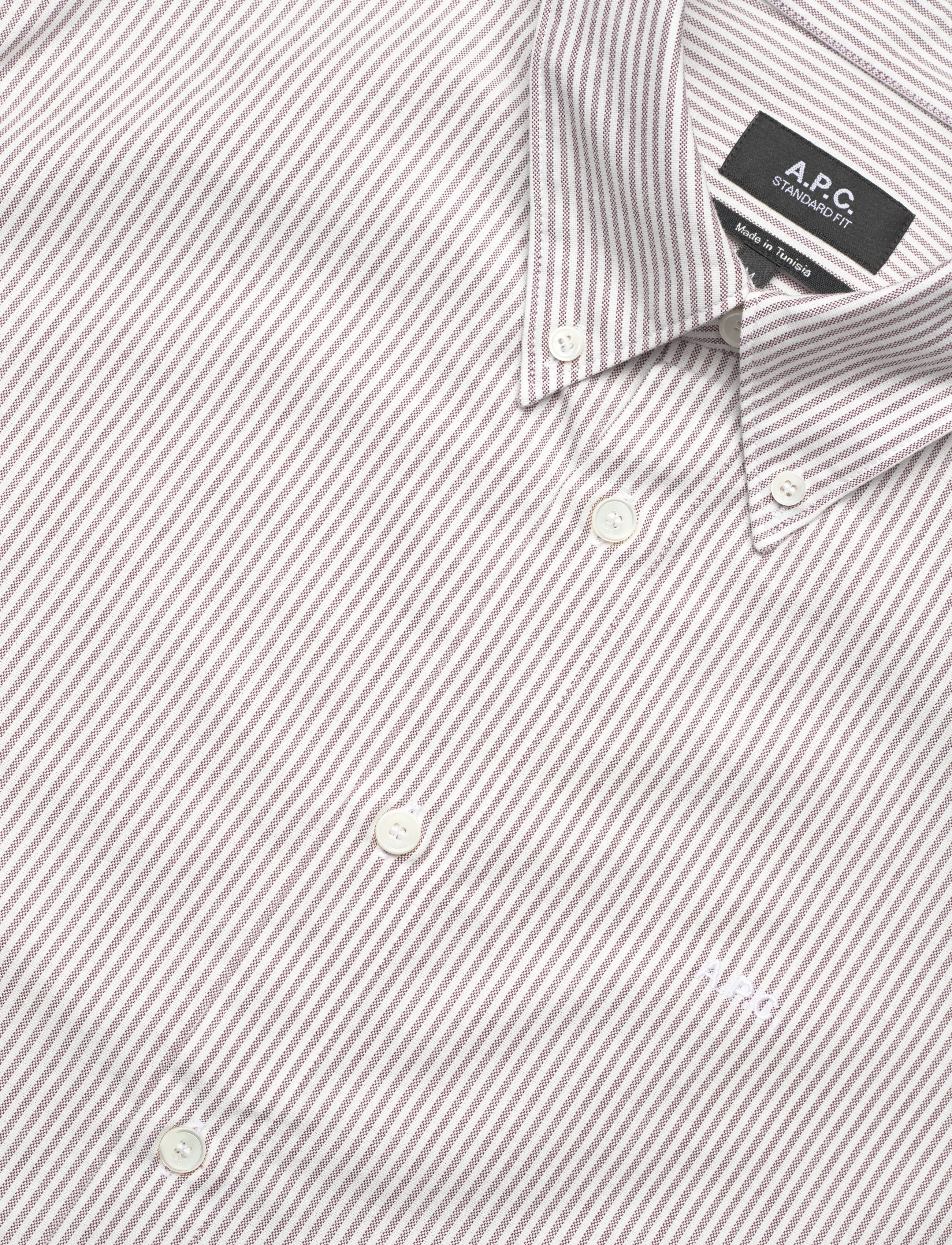 A.P.C. - Shirt Greg Logo - koszule w paski i prążki - bordeaux - 3