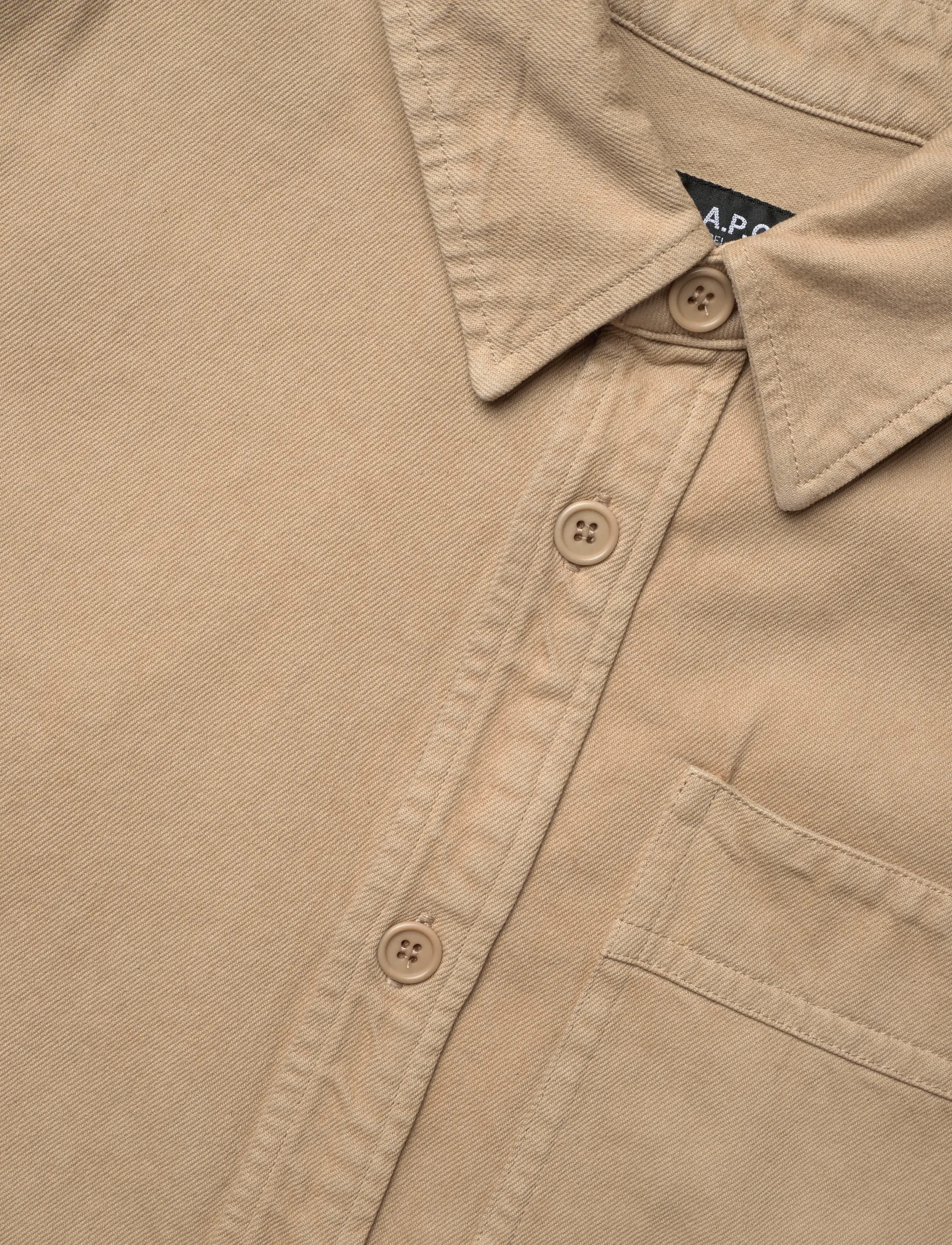 A.P.C. - Overshirt basile brodee poitrine - casual hemden - beige - 3