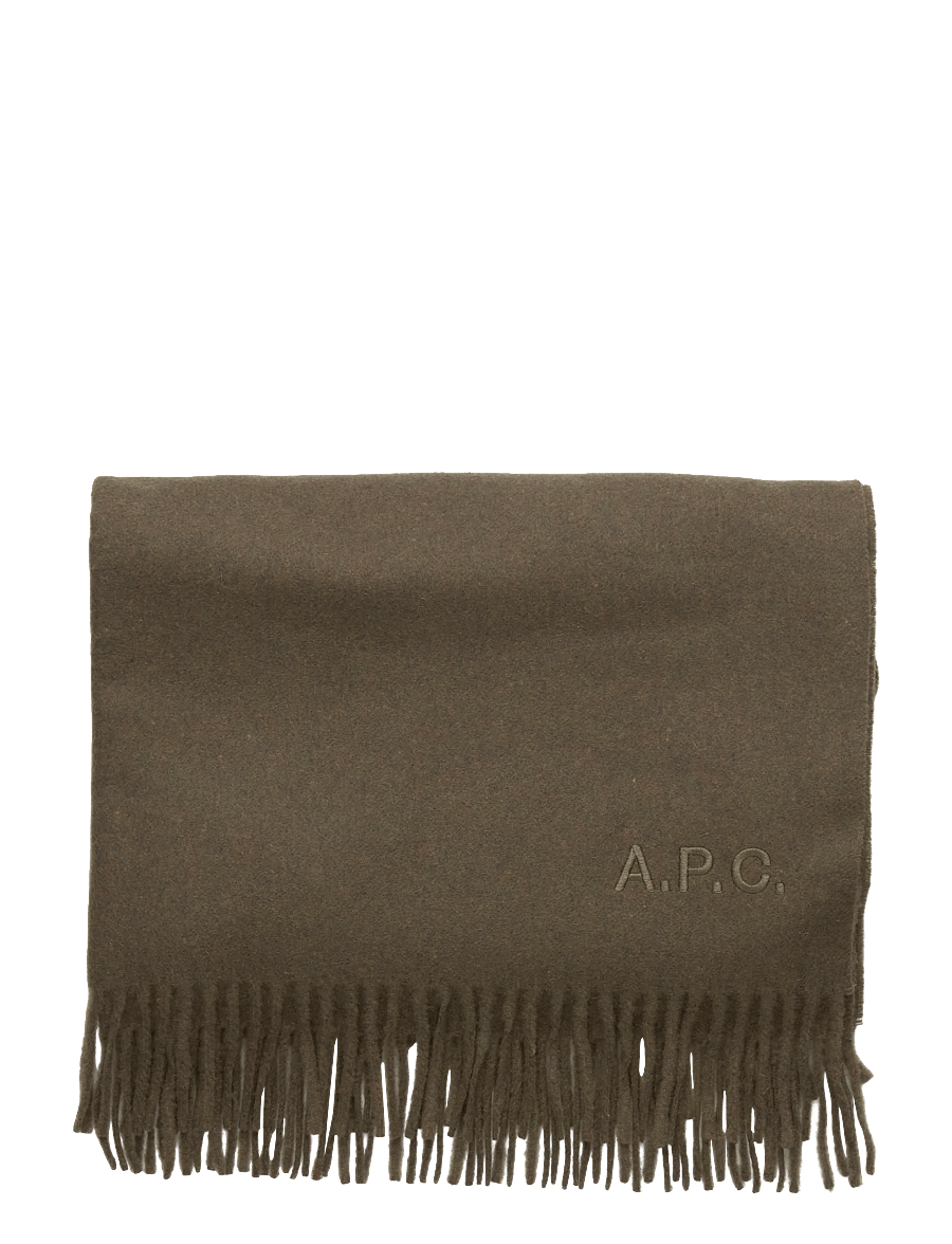 A.P.C. - scarf alix brodee - hverdags stil - kaki chine - 1