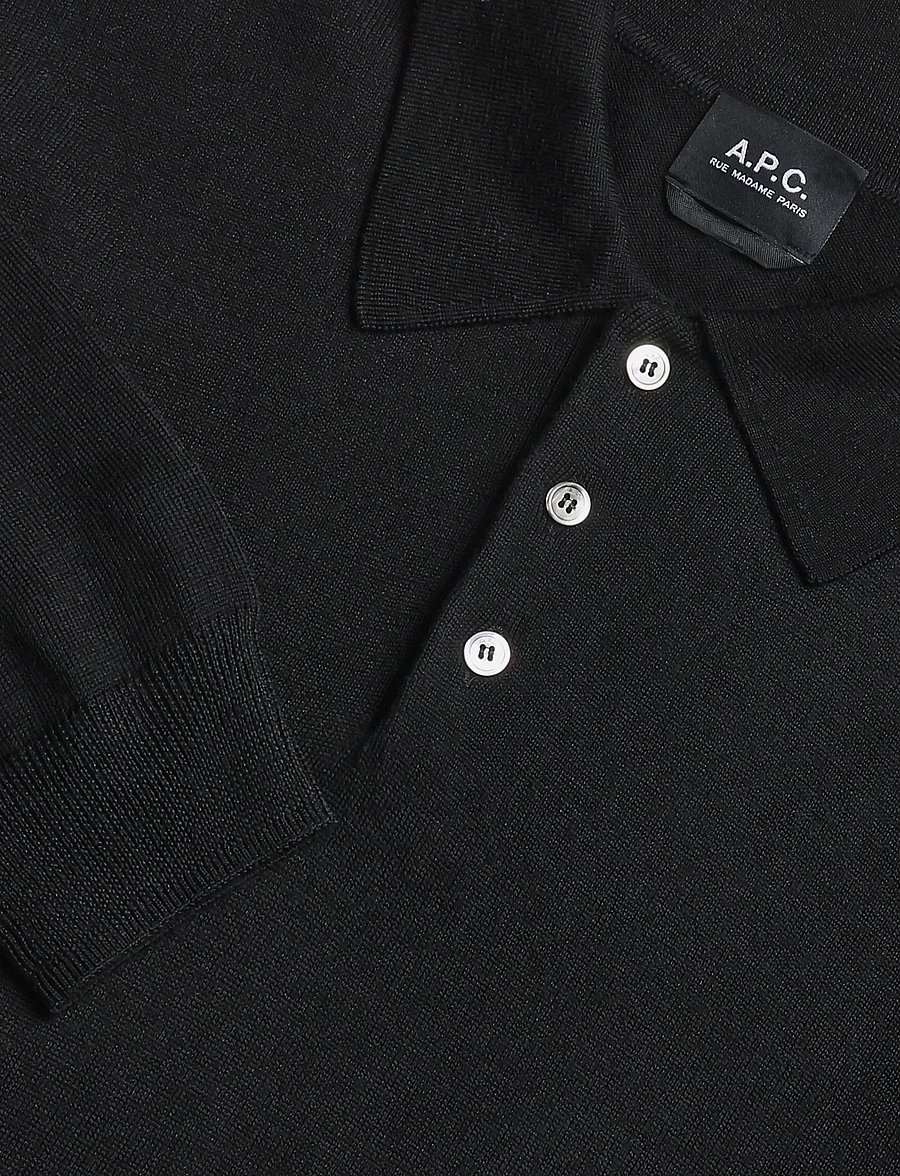 A.P.C. - polo riou - langärmelige strick-polohemden - black - 2