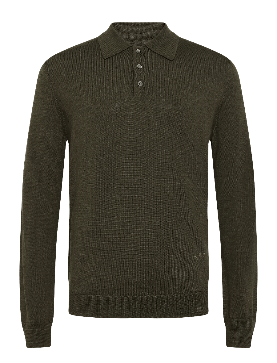 A.P.C. - polo riou - poloer i strik med lange ærmer - dark green - 0