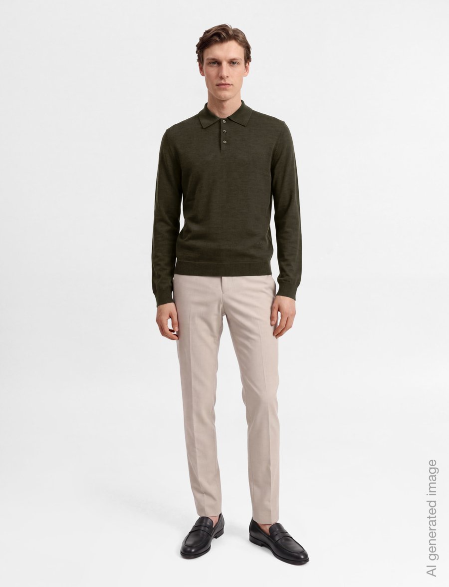 A.P.C. - polo riou - long-sleeved knitted polos - dark green - 0