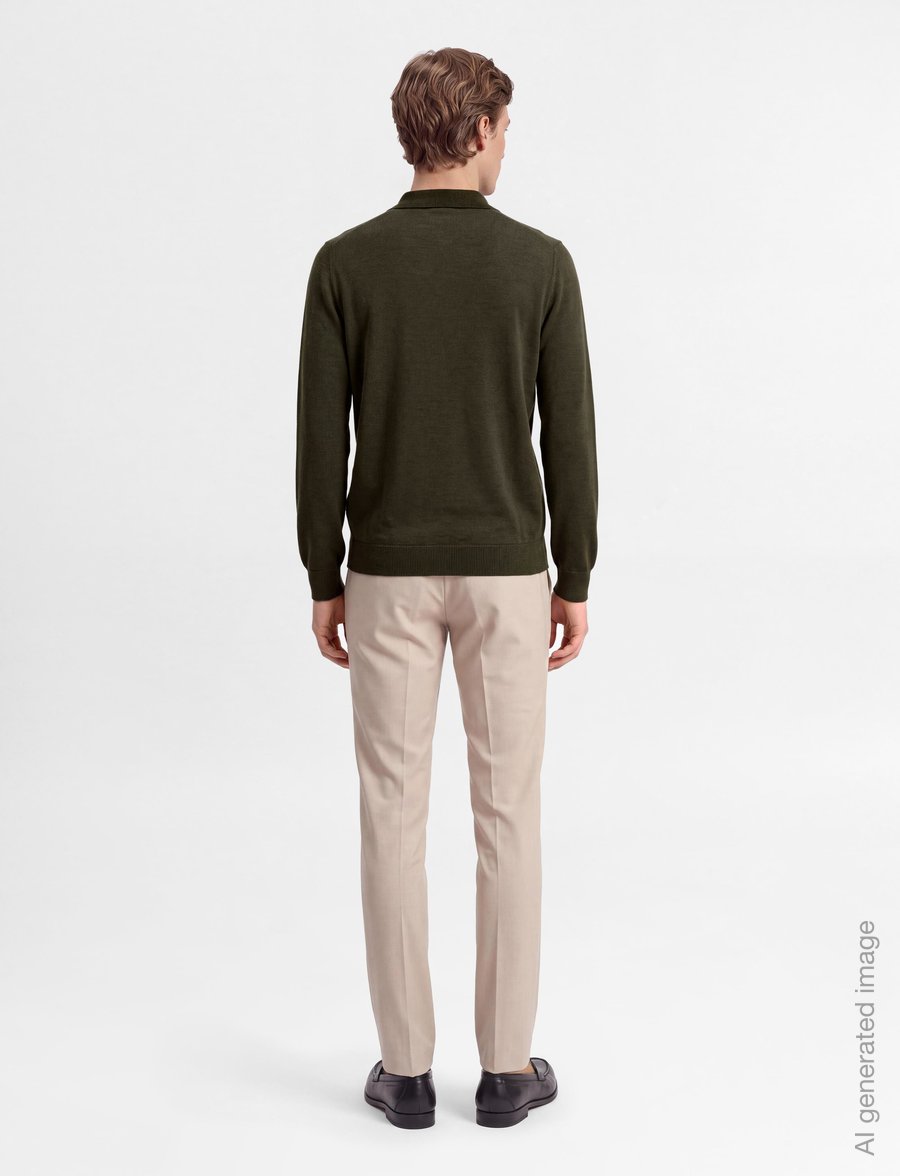 A.P.C. - polo riou - long-sleeved knitted polos - dark green - 4