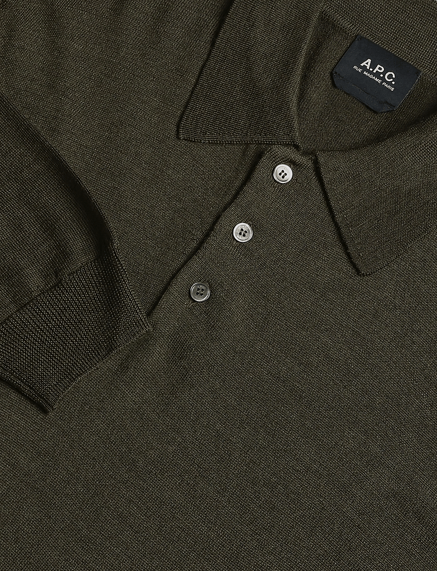 A.P.C. - polo riou - poloer i strik med lange ærmer - dark green - 2