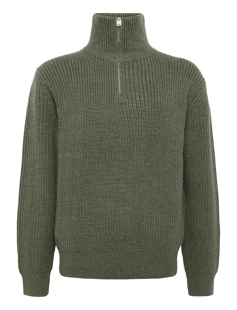 A.P.C. - pull camionneur daniel - pullover mit halbem reißverschluss - khaki - 0