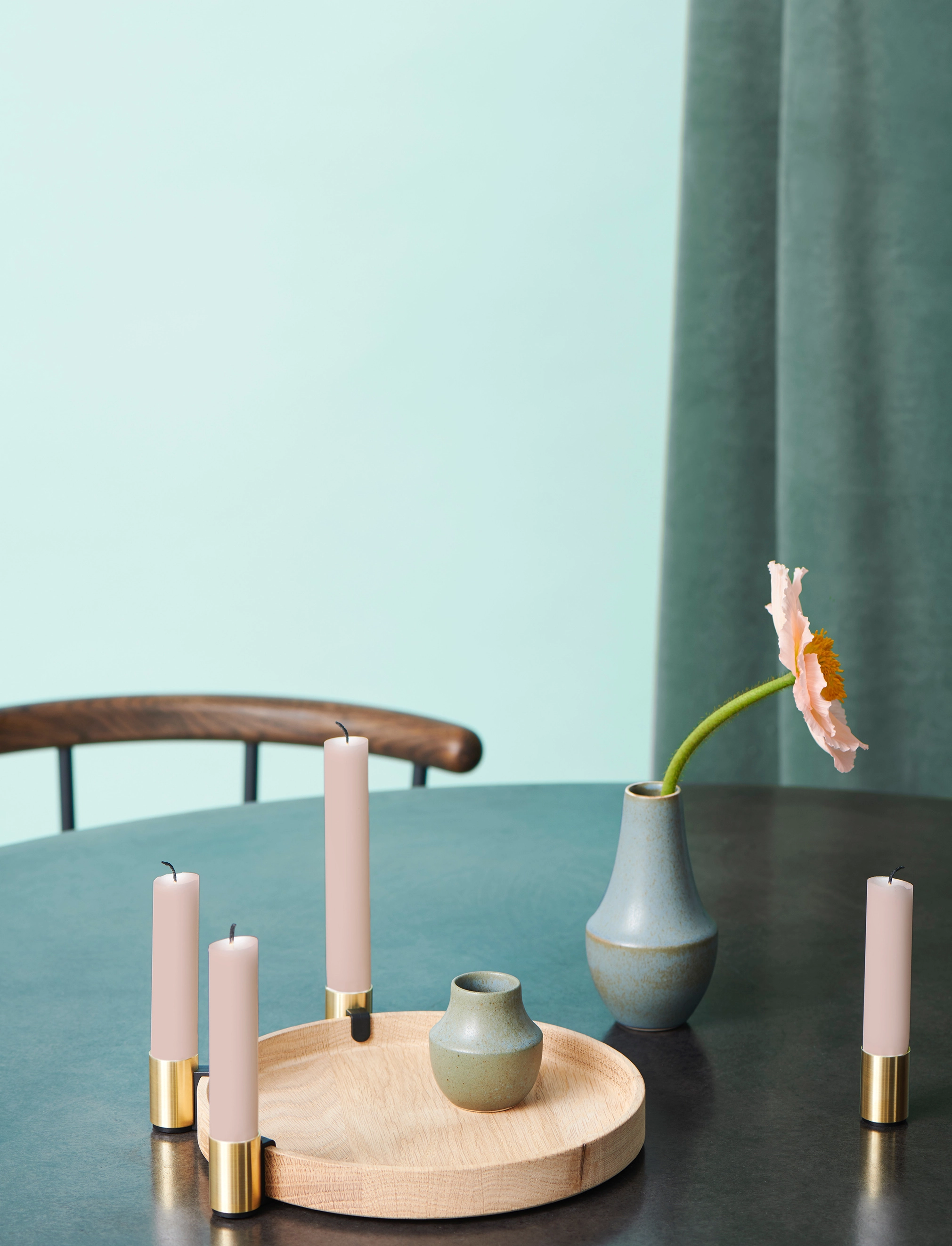 applicata - Luna - candlesticks - oak/brass - 5