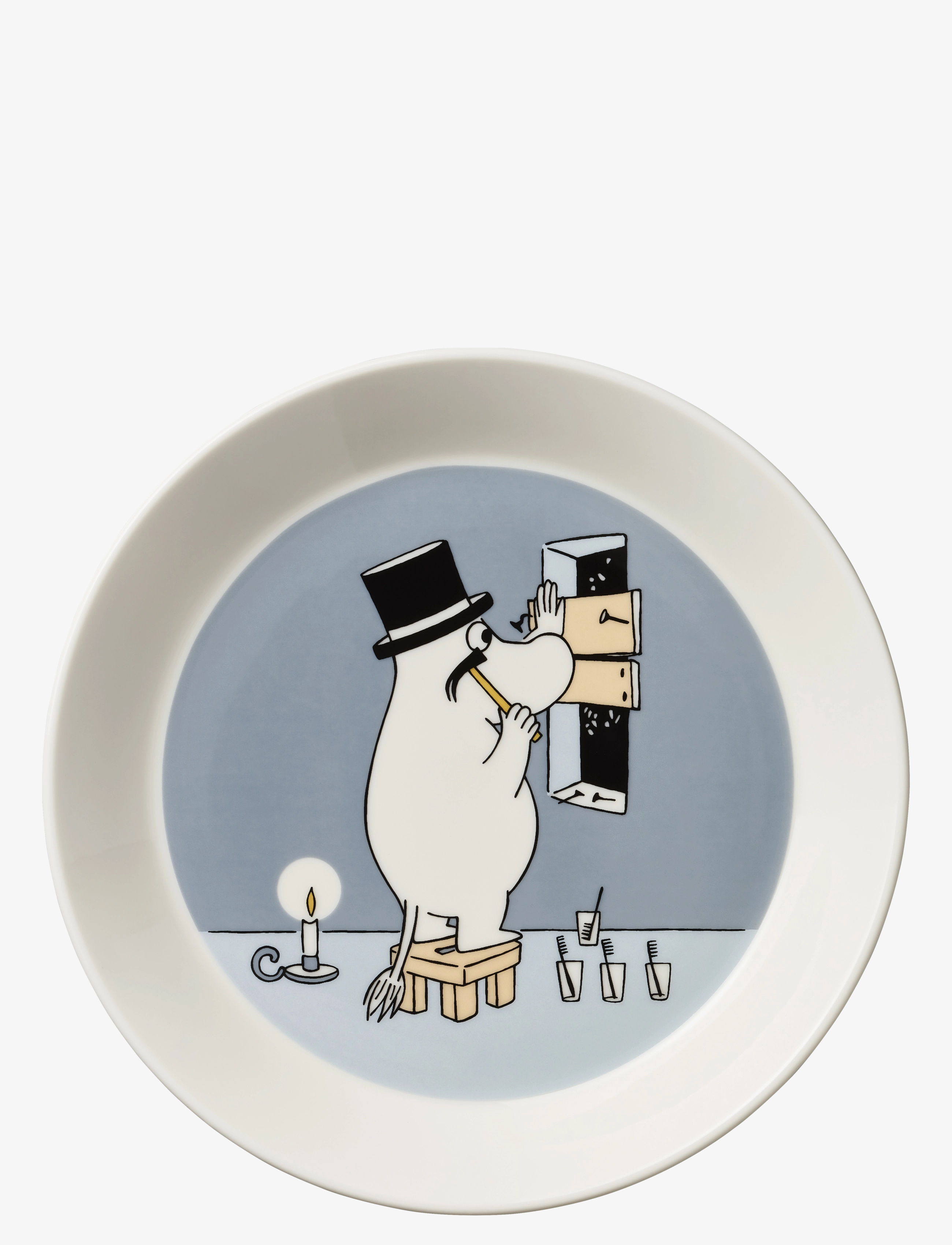Arabia Moomin Plate 19Cm Moominpappa, Small Plade, Grå, Str: Ø 19 cm