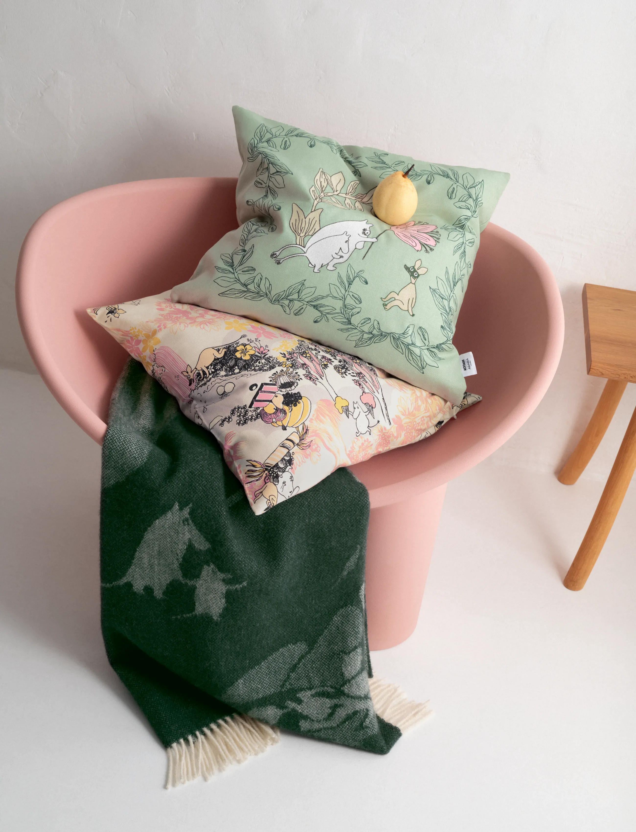 Arabia Moomin Wool Throw Green 130X170, 130X170 cm, Cushions & Blankets, Grün - Blankets Throws, Homeware