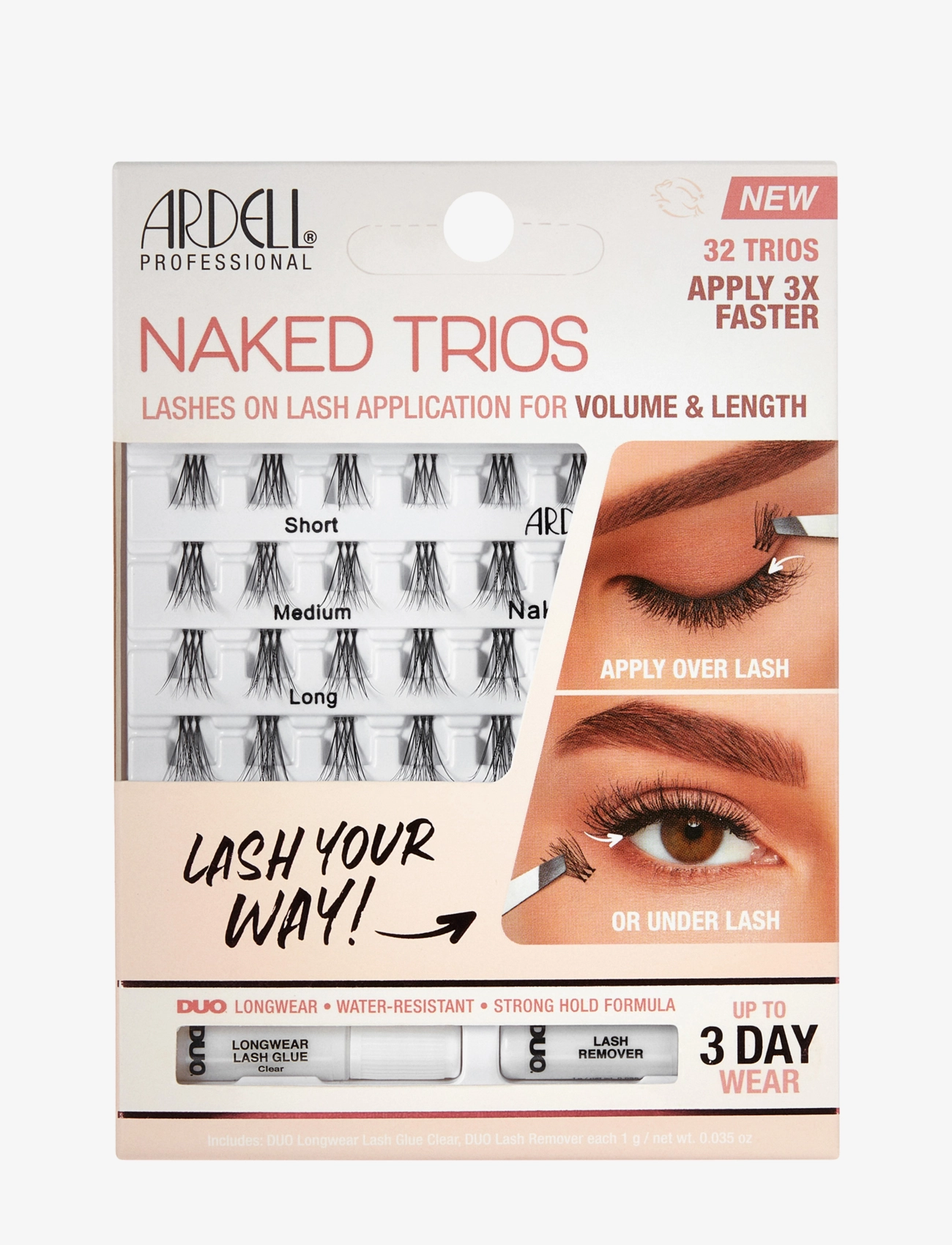 Ardell Naked Lashes Trios Kit, Vippe, Sort, Str: ONE SIZE