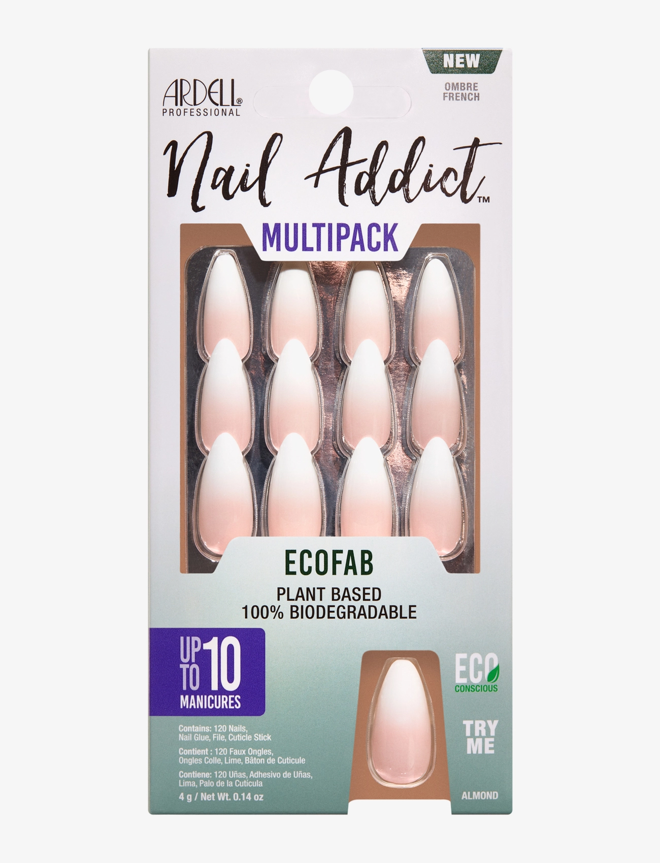 Ardell Nail Addict Ecofab Ombre French Multipack, Fake Nails, Creme, Str: ONE SIZE