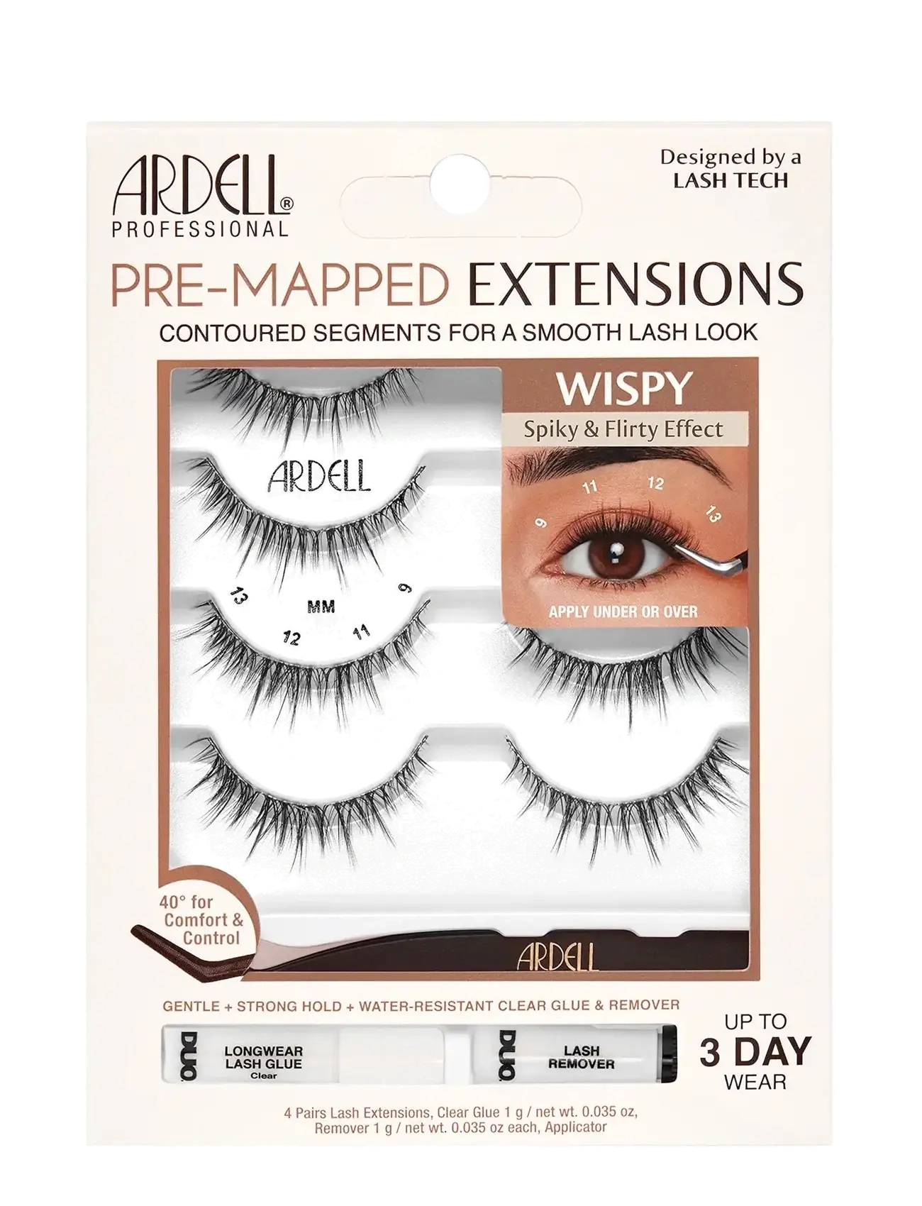 Ardell Pre-Mapped Extensions Wispy, Vippe, Sort, Str: ONE SIZE