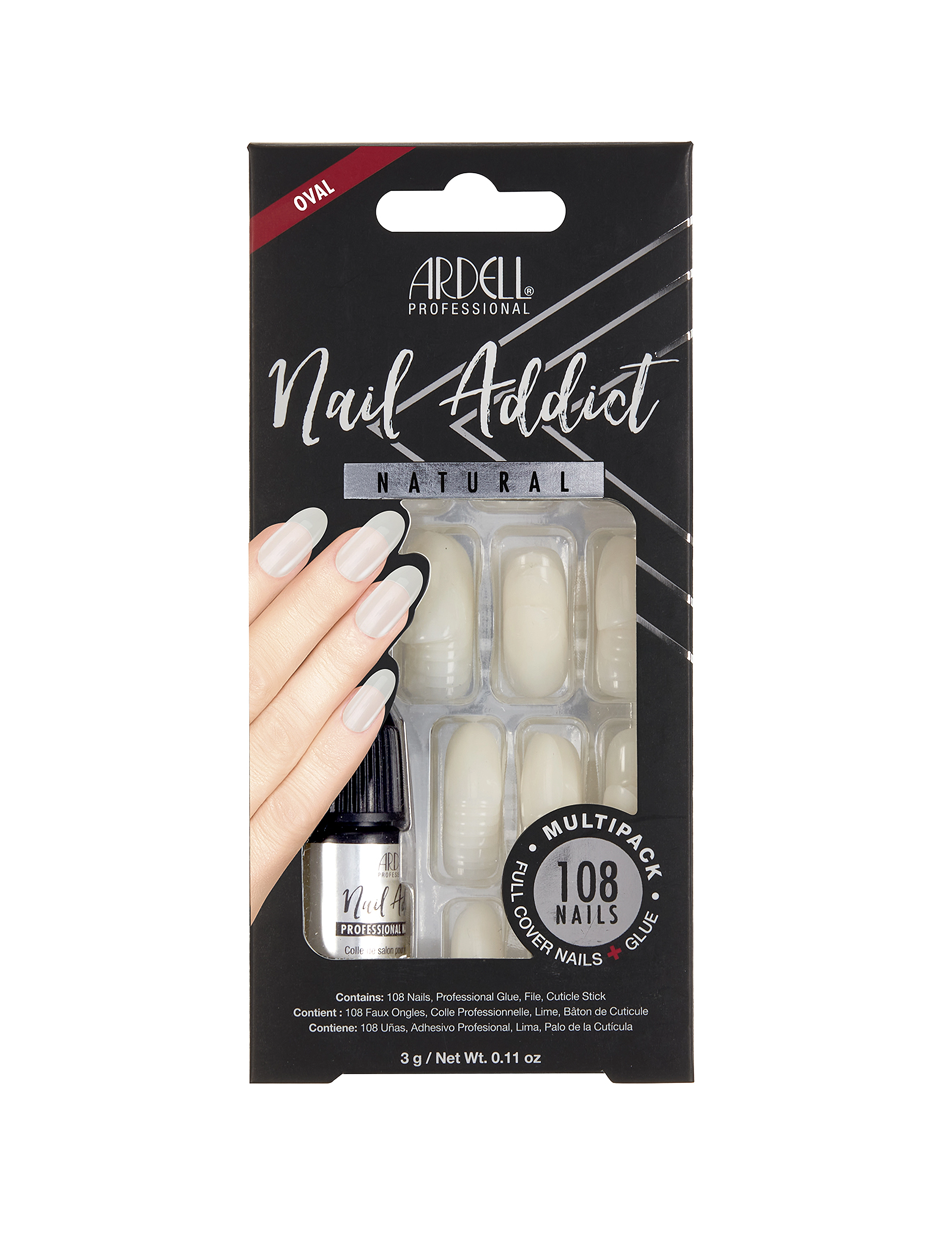 Ardell Nail Addict Natural Multipack Oval, Fake Nails, Creme, Str: ONE SIZE