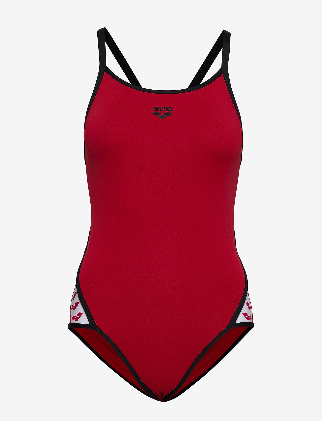 Arena - W TEAM STRIPE SUPER FLY BACK ONE PIECE BLACK-WHITE - swimsuits - red-black - 0