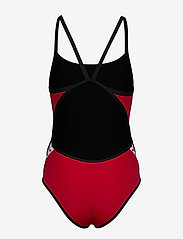 Arena - W TEAM STRIPE SUPER FLY BACK ONE PIECE BLACK-WHITE - swimsuits - red-black - 1