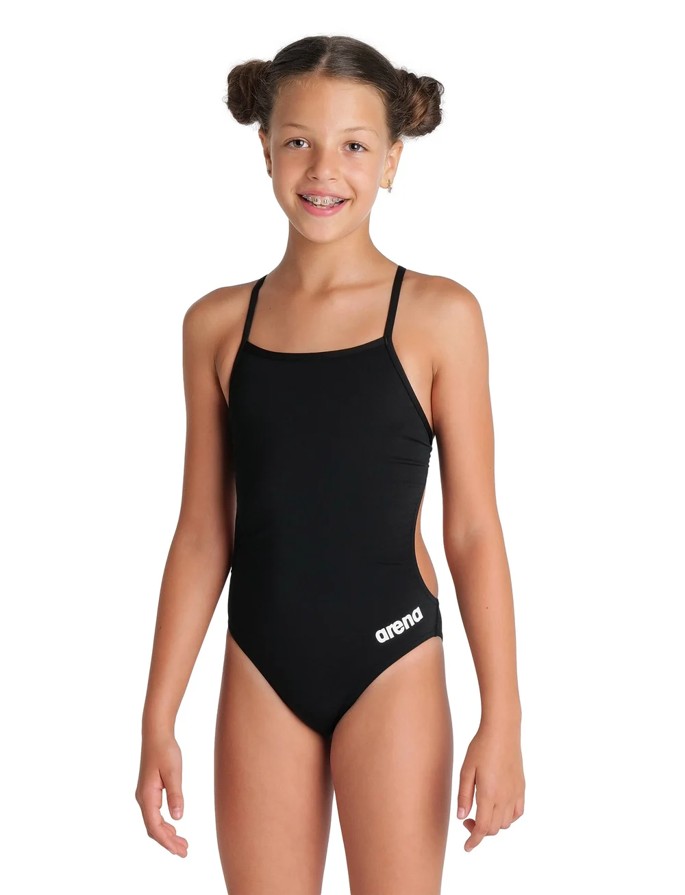 Arena - GIRL'S TEAM SWIMSUIT CHALLENGE SOLID - baddräkter - black-white - 0