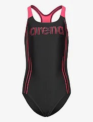 Arena - GIRL'S SWIMSUIT SWIM PRO BACK GRAPHIC BLACK-FLUO R - sommarfynd - black-fluo red - 0