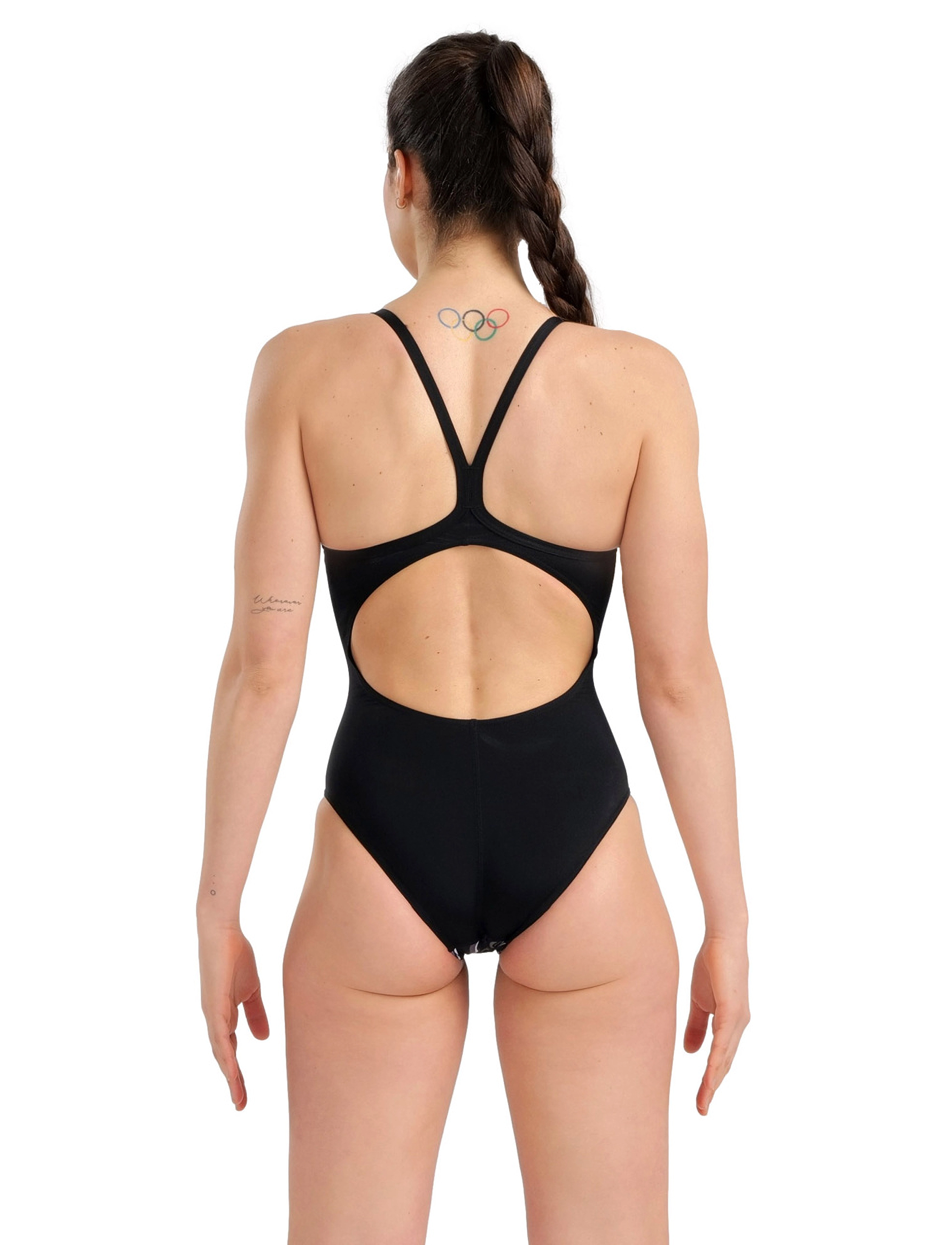 Arena - WOMEN'S SWIMSUIT LIGHTDROP BACK MARBLED BLACK-BLAC - black - 5