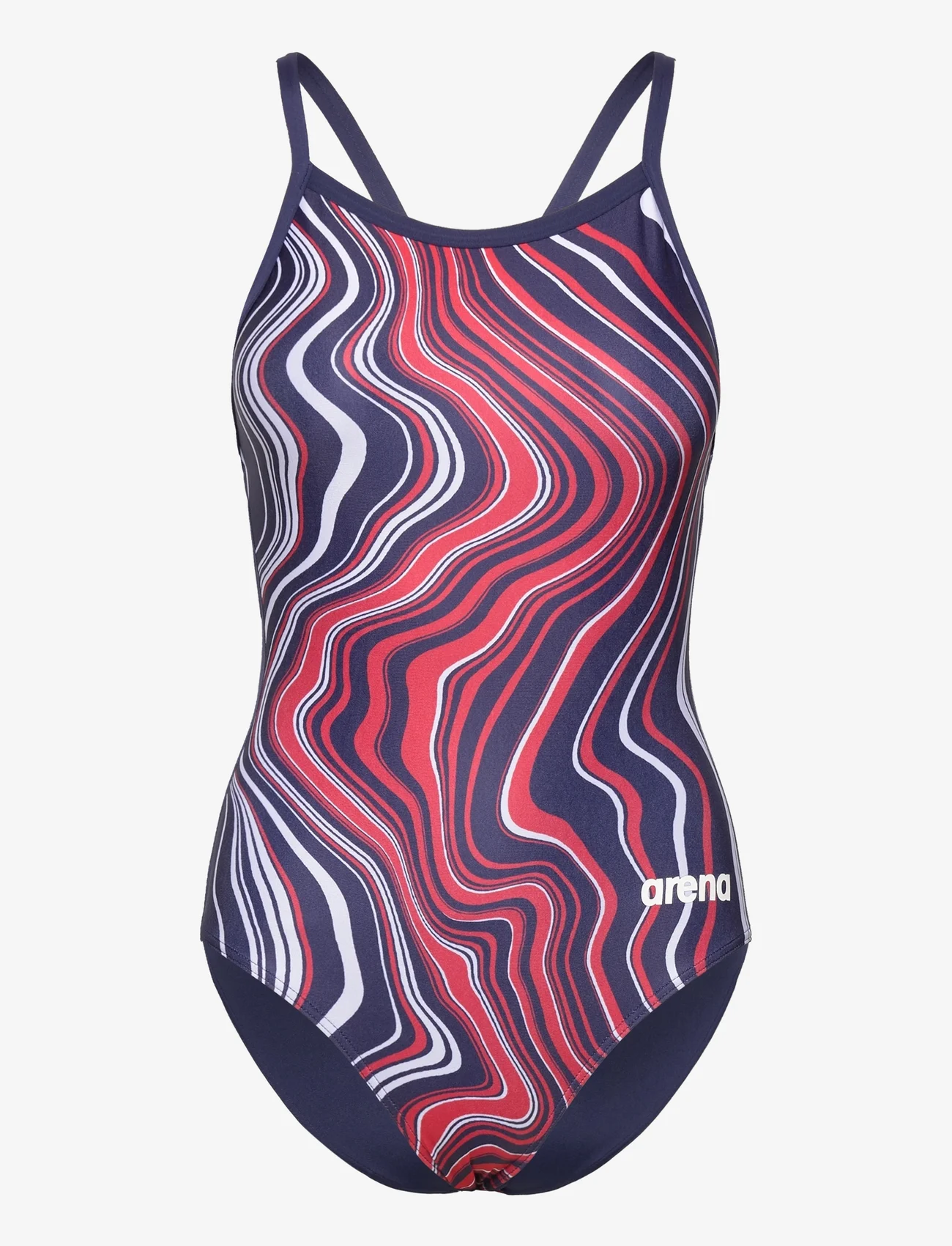 Arena - WOMEN'S SWIMSUIT LIGHTDROP BACK MARBLED BLACK-BLAC - uimapuvut - navy/red - 0