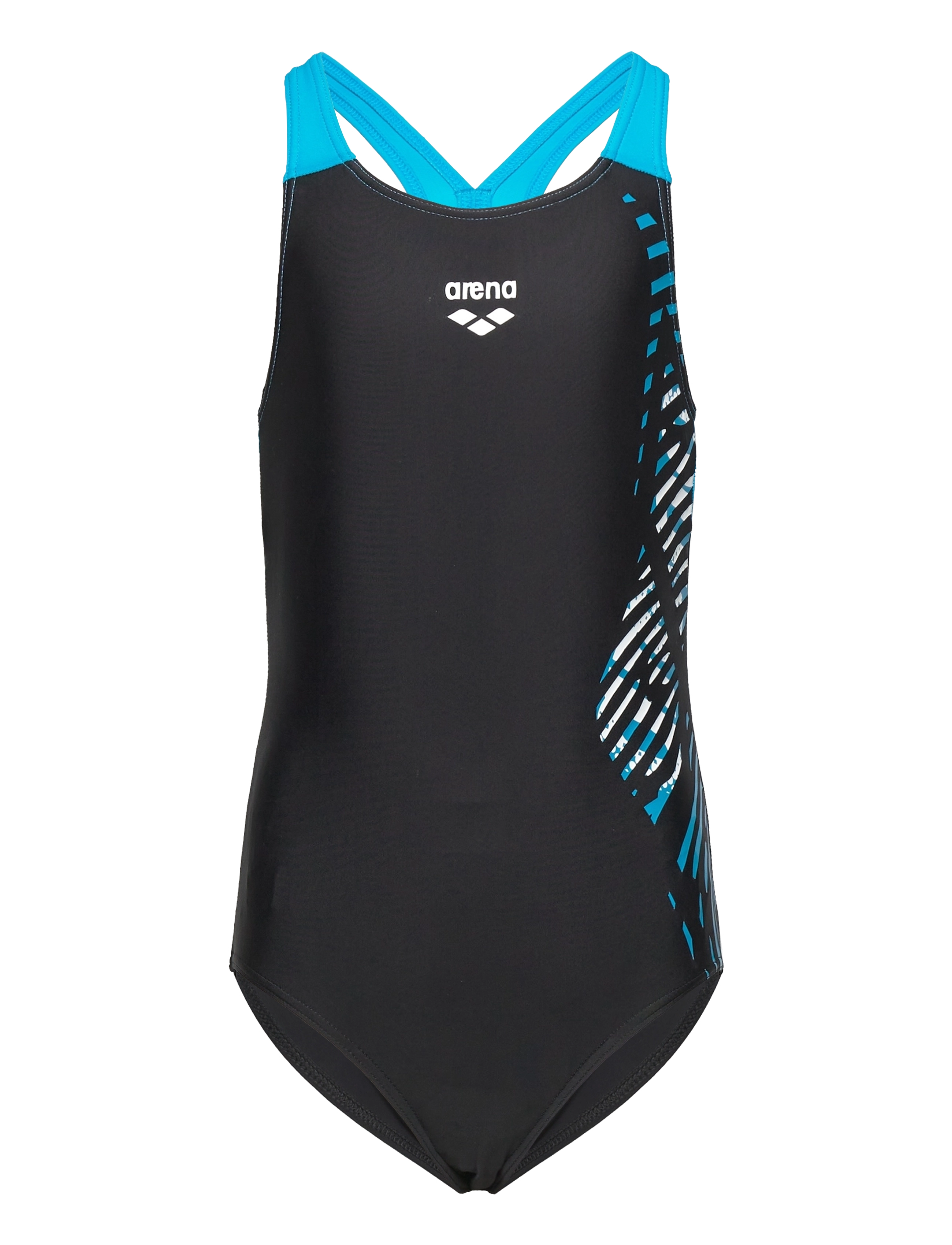 Arena - GIRL'S ARENA VORTEX SWIMSUIT V BACK BLACK-TURQUOIS - black - 1