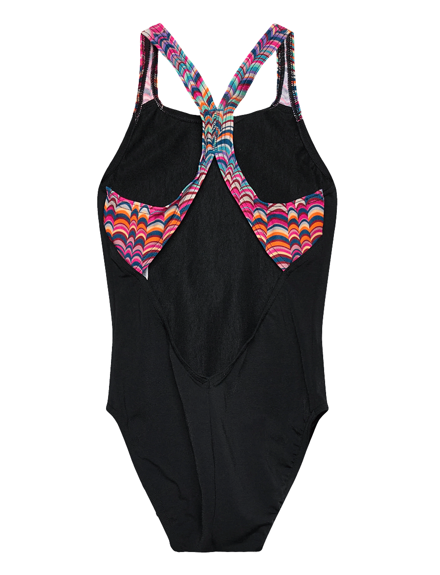 Arena - GIRL'S ARENA ONDULATION SWIMSUIT V BACK BLACK-MULT - badeanzüge - black-mult - 1