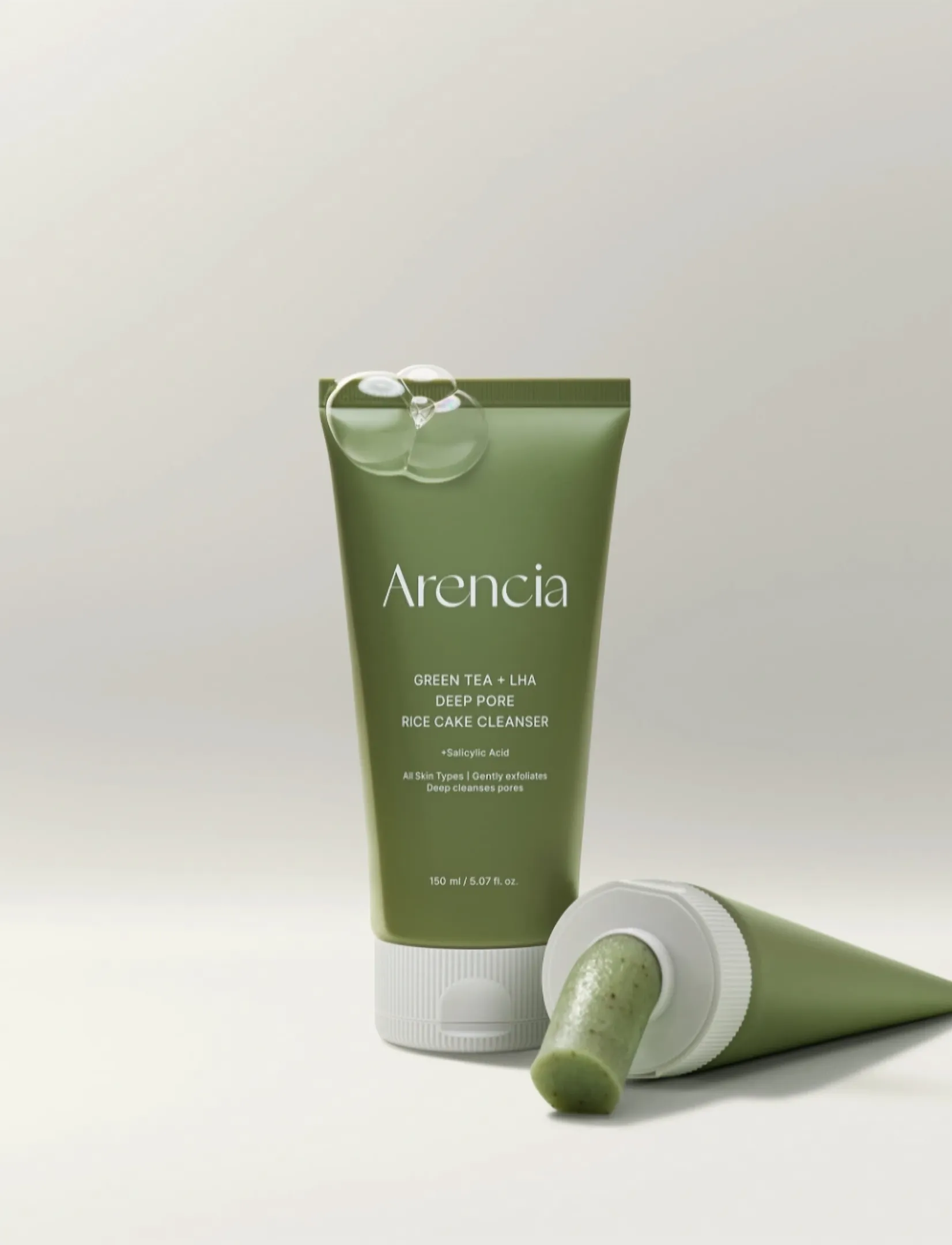 Arencia - Arencia - Green Tea + LHA Deep Pore Rice Cake Cleanser (150g.) - clear - 2