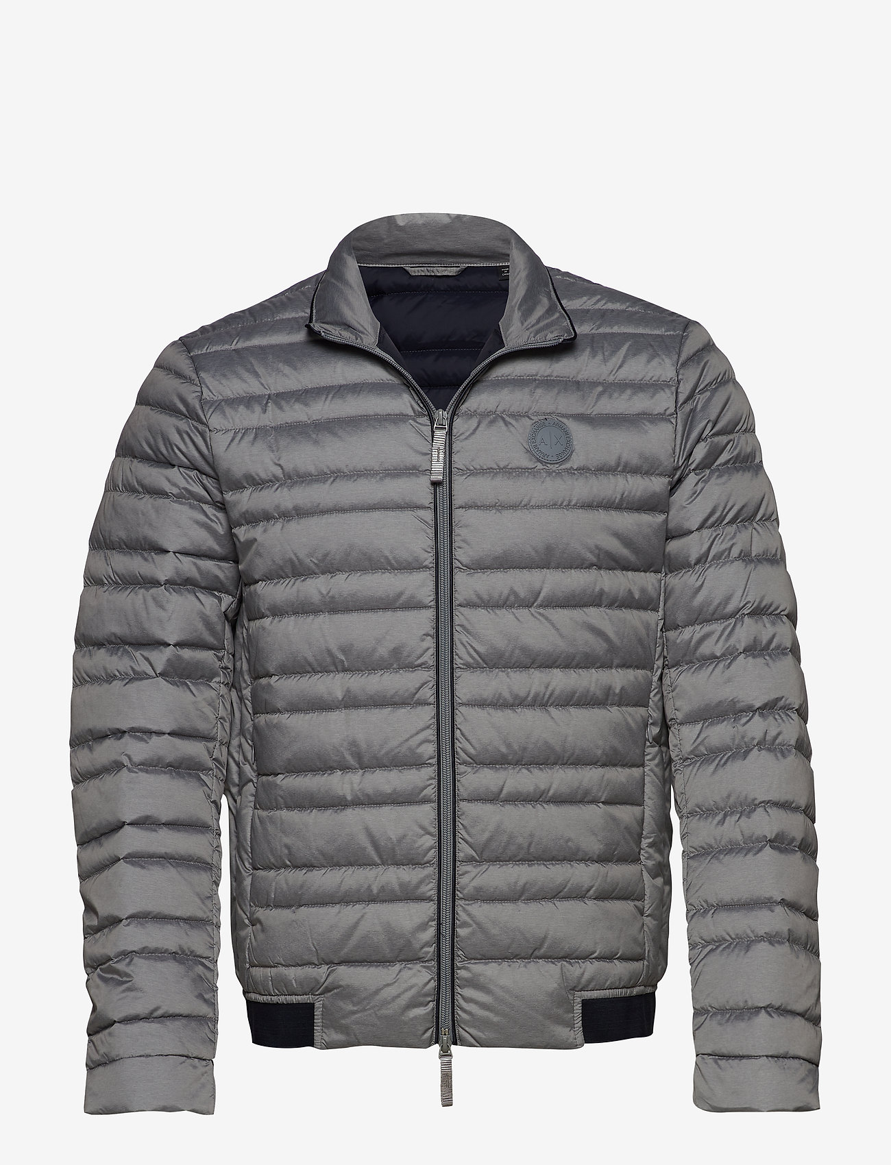 MAN WOVEN DOWN JACKET - HTR GREY/NAVY