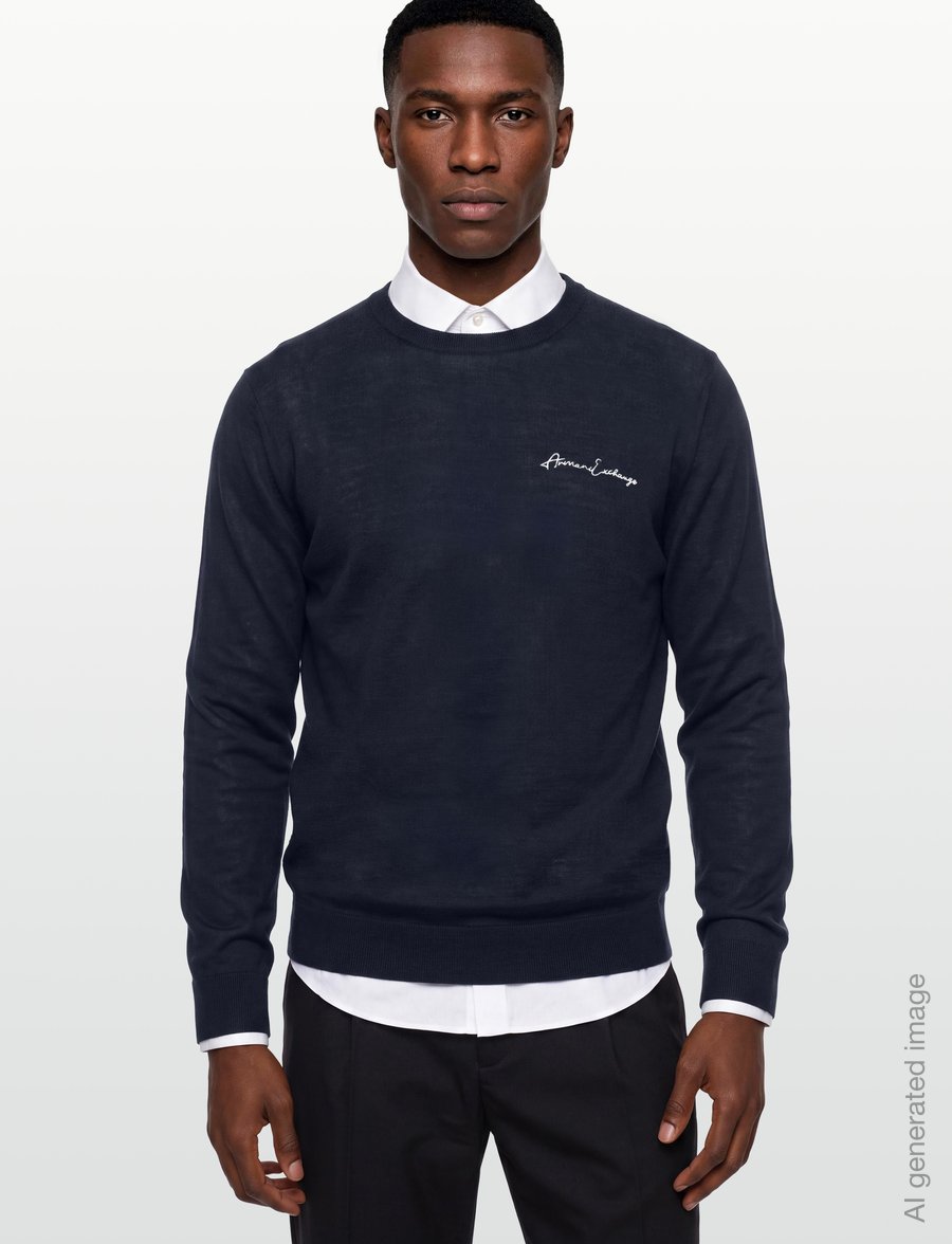 Armani Exchange - PULLOVER - round necks - navy - 3