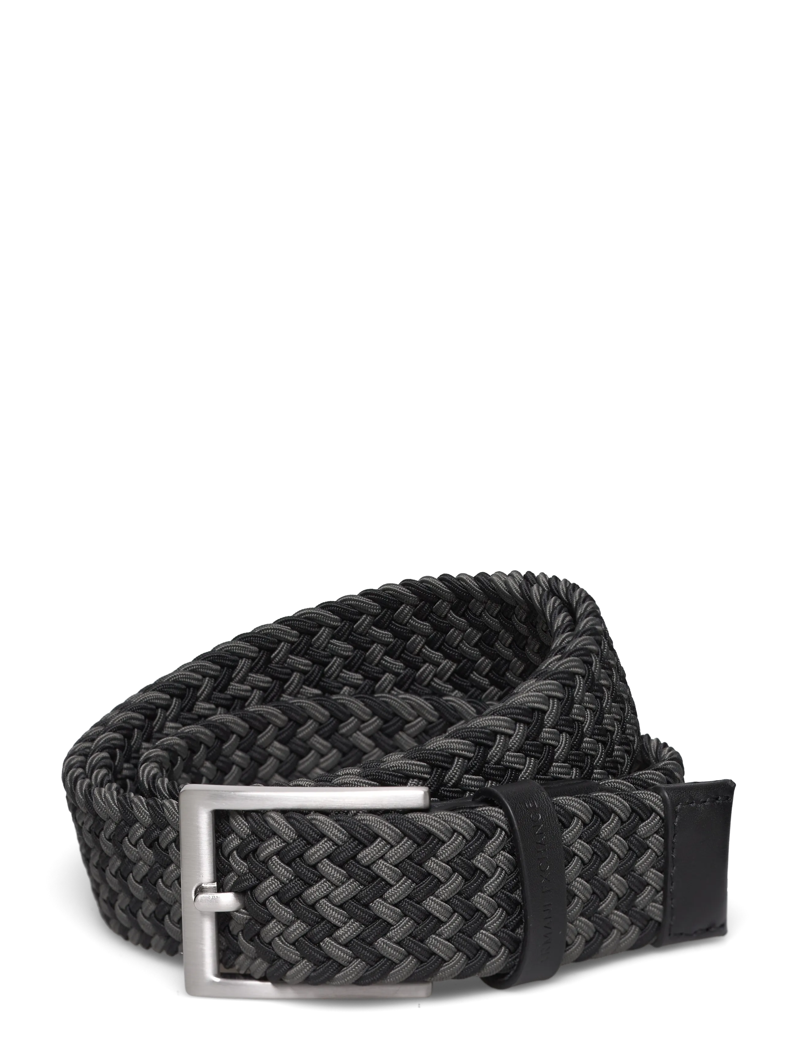 Armani Exchange TONGUE BELT - Vyöt - BLACK/CHIMERA / silver