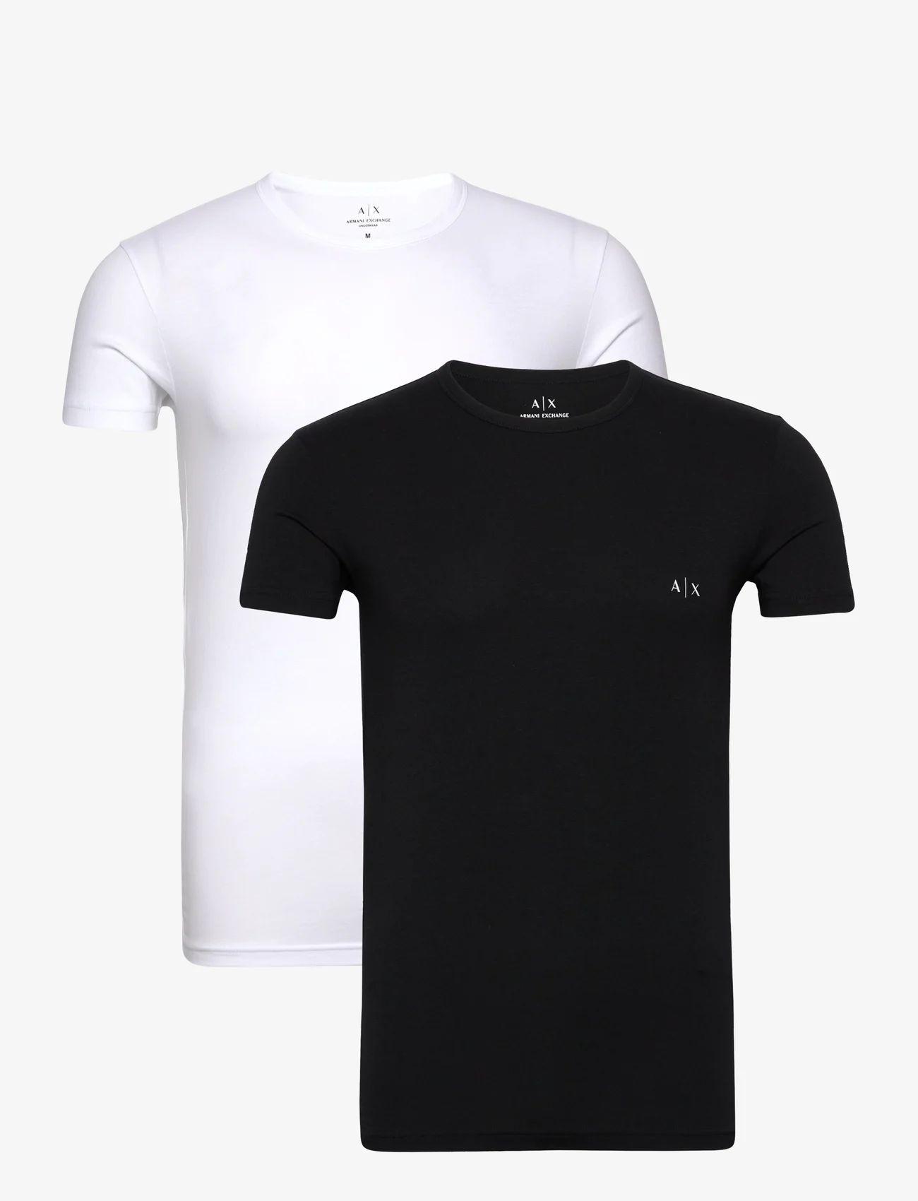 Armani Exchange - MEN'S 2-PACK T-SHIRT - laisvalaikio marškinėliai - 42520-black/white - 0