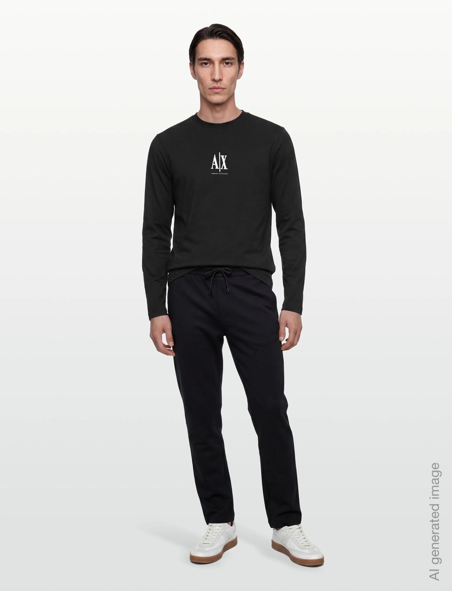 Armani Exchange - T-SHIRT - pikkade varrukatega t-särgid - black - 0