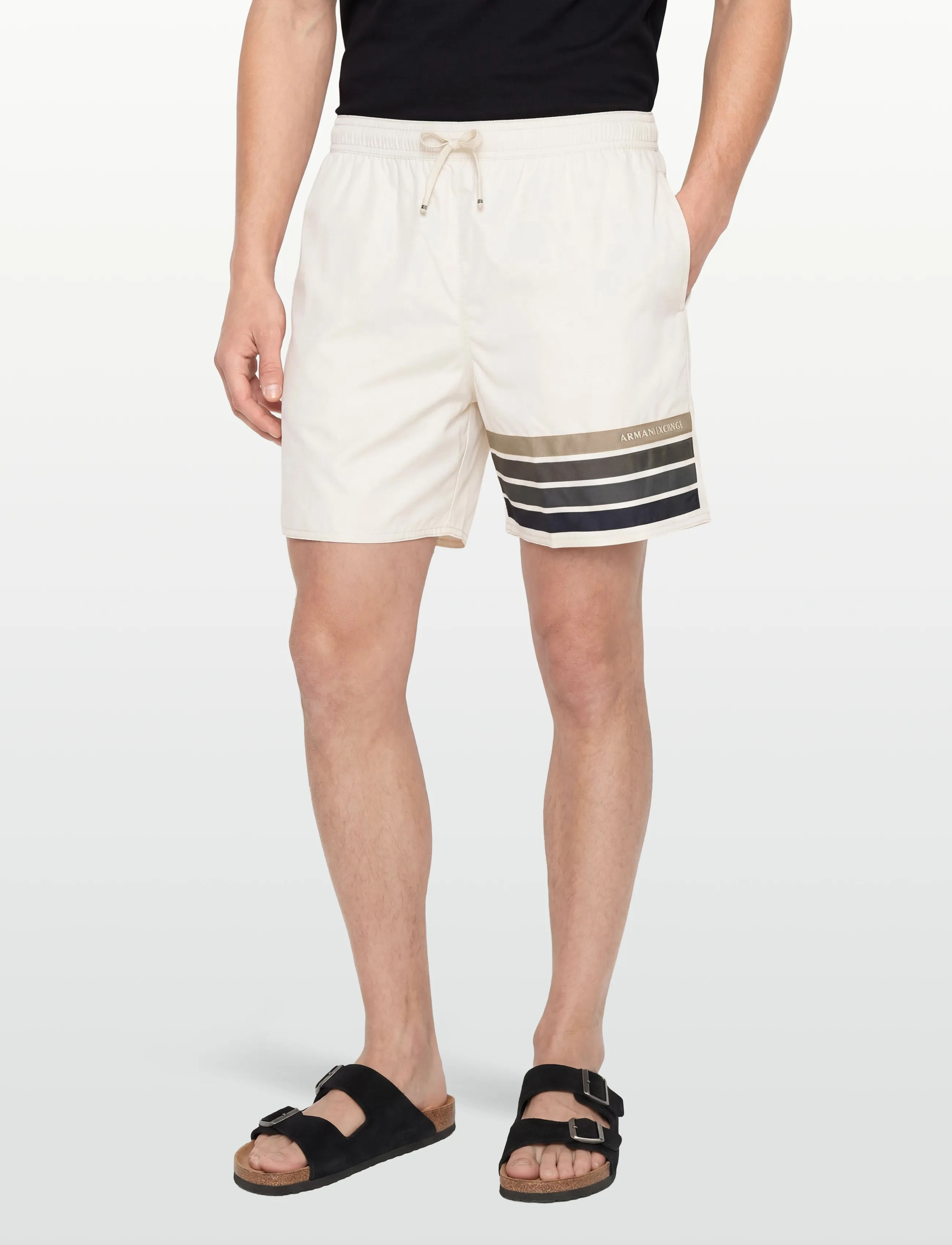 Armani Exchange - BOXER BEACHWEAR - lühikesed ujumispüksid - cream - 3